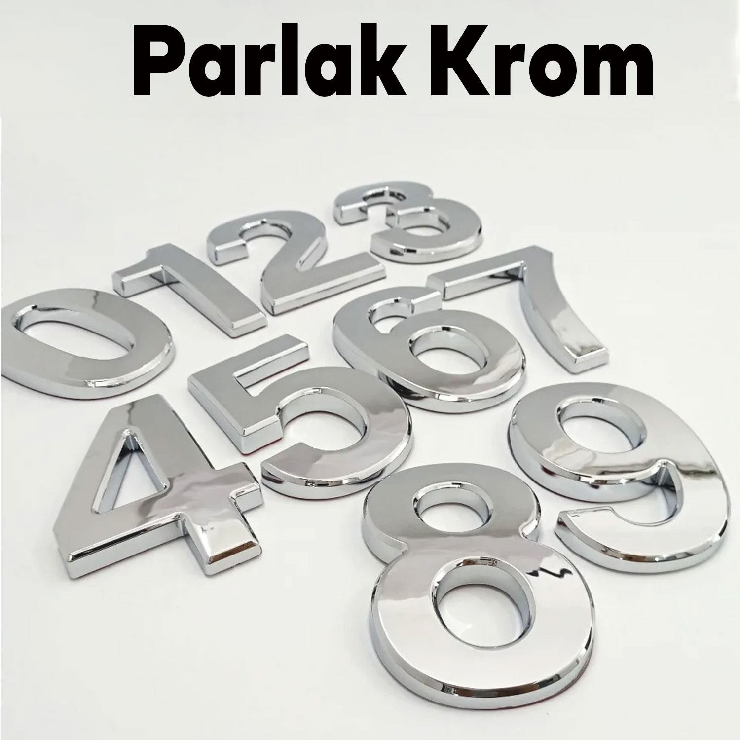 Kapı Numarası Yapışkanlı Parlak Krom Numaraları 37.5 mm 6 Numara Rakam Sayı