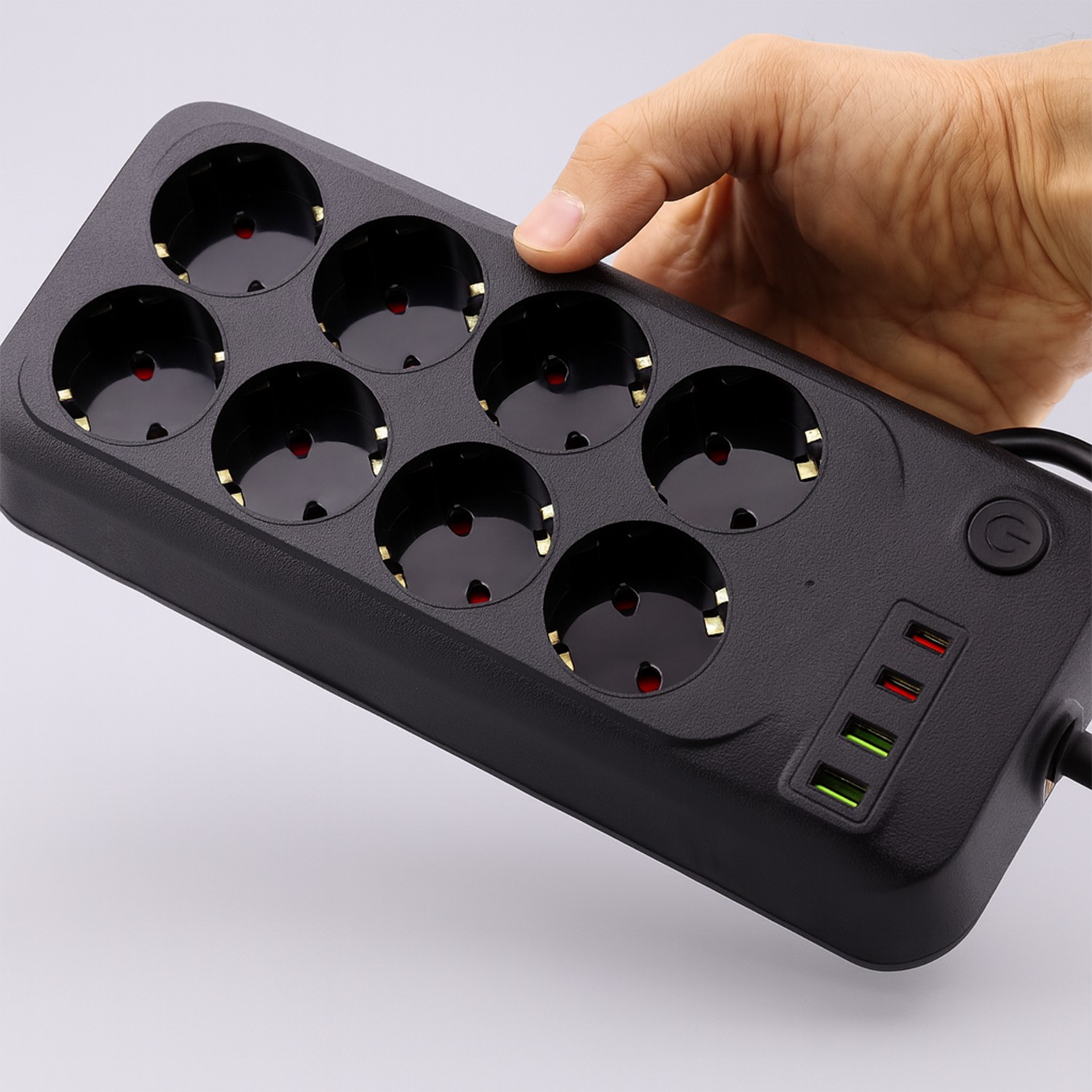 8 Prizli 4 USB Girişli Akım Korumalı Topraklı Golyat Grup Şarj Fiş Priz 2 Metre Uzatma Kablosu
