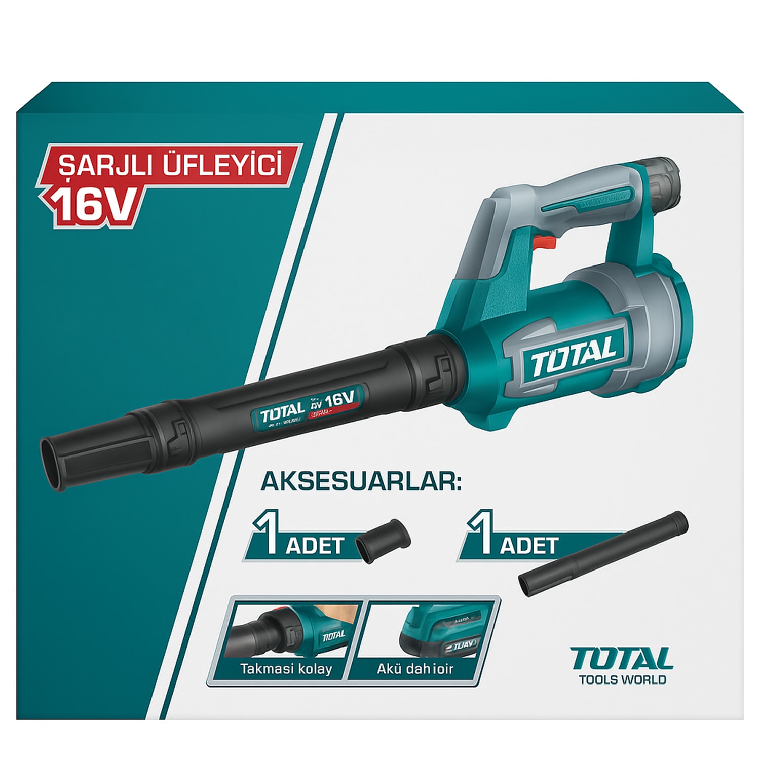 Total Li-Ion Kablosuz Bataryalı 16V Şarjlı Hava Üfleme Makinesi Blower 2.0Ah X2 Toz Yaprak Üfleyici