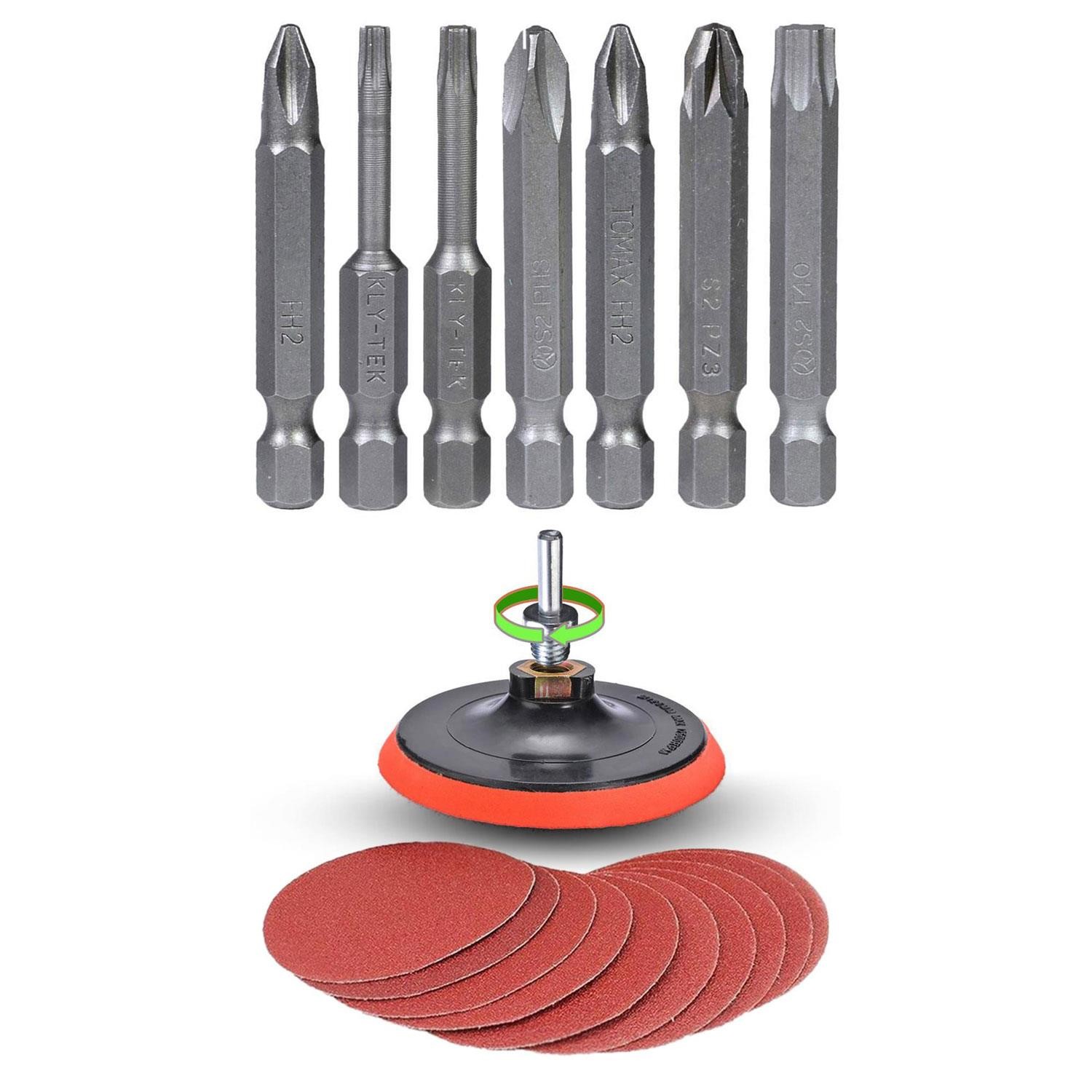 27 PARÇA Cırt Zımpara + Matkap Bits Ucu Uç Vidalama Seti 115 mm