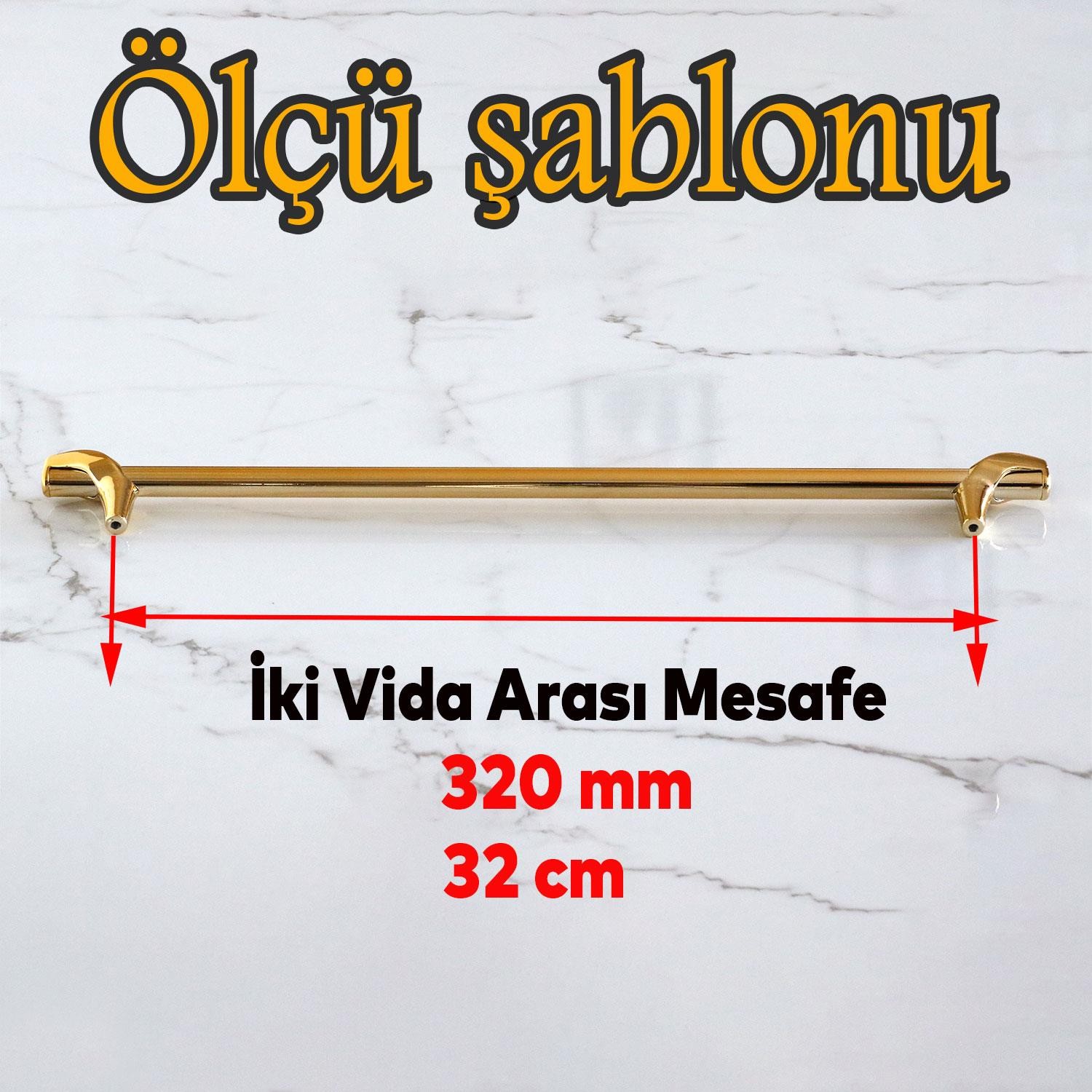 Prade 320 mm Gold Altın Kulp Metal Mobilya Çekmece Mutfak Dolap Kapak Kulpları Kulbu Dolabı Kulpu