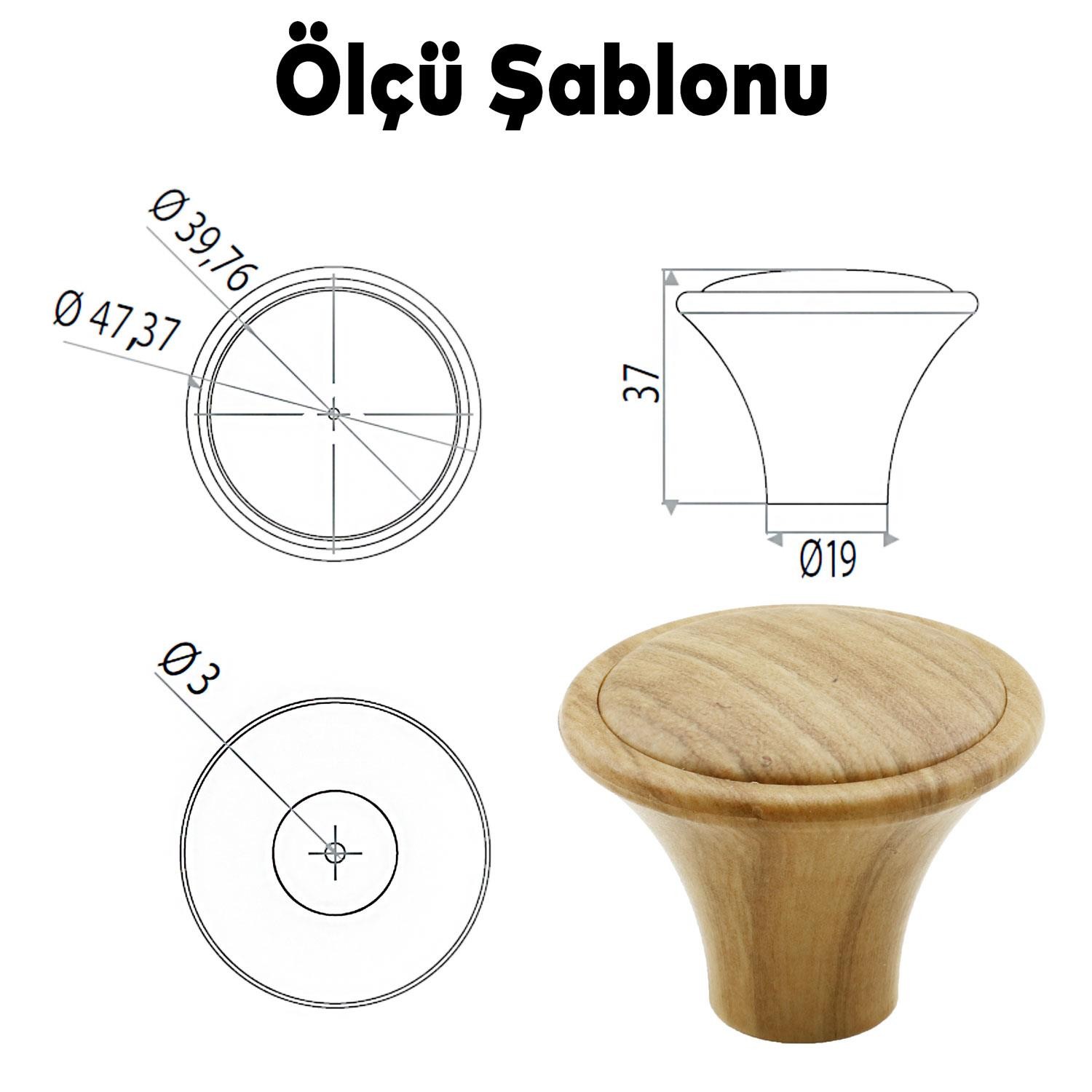 Nehir 10'lu Ceviz Düğme Tek Vidalı Dolap Çekmece Mobilya Mutfak Dolabı Vestiyer Yuvarlak Kulp Kulpu