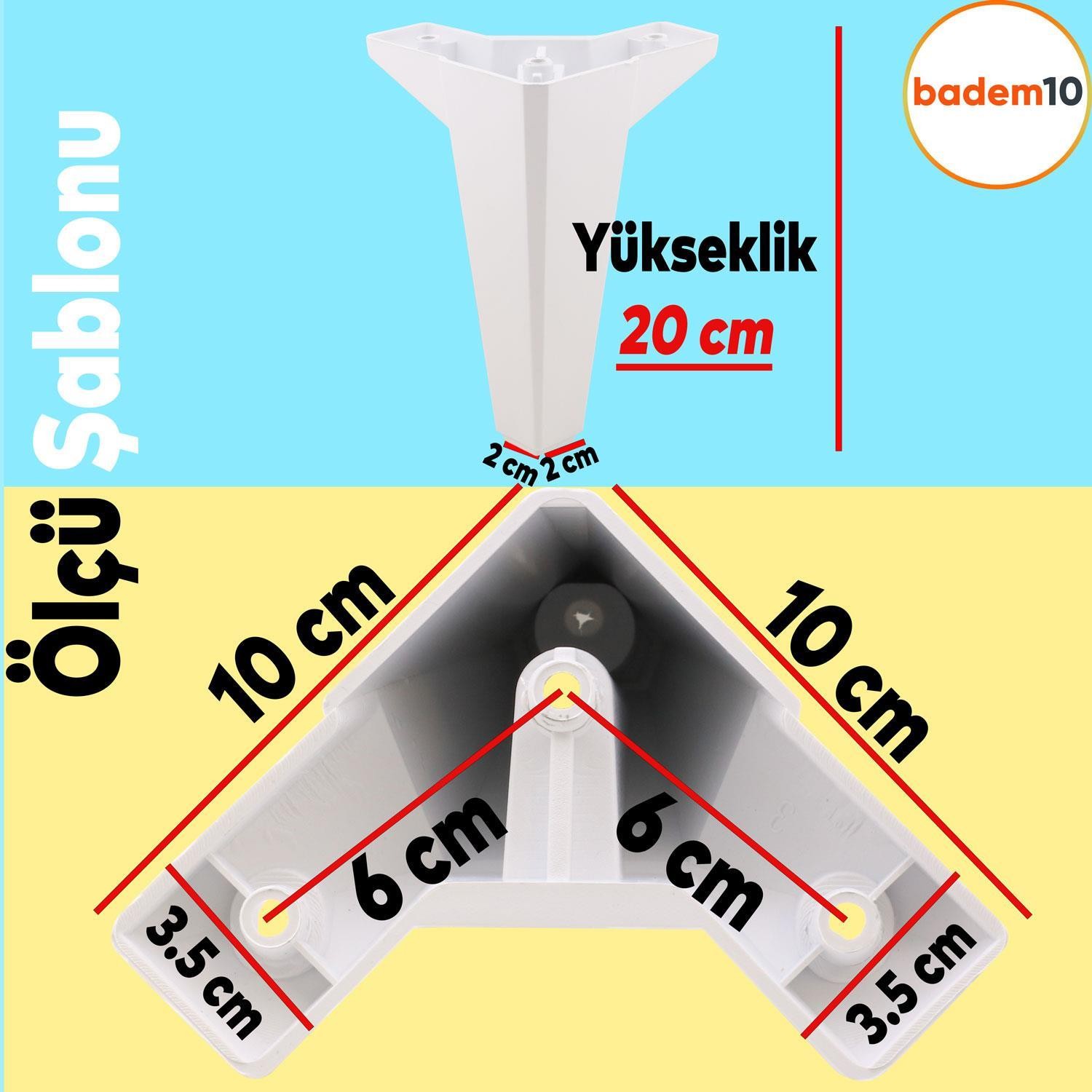 Sedir Lüks Mobilya Kanepe Sehpa TV Ünitesi Koltuk Ayağı 20 cm Beyaz Ayak 4 ADET