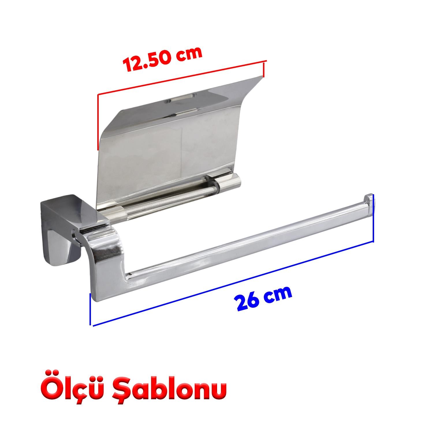 Banyo Lavabo Mutfak Aparat Uzun Kağıt Havluluk Kapaklı Kağıtlık 26 cm Metal Sağlam Krom
