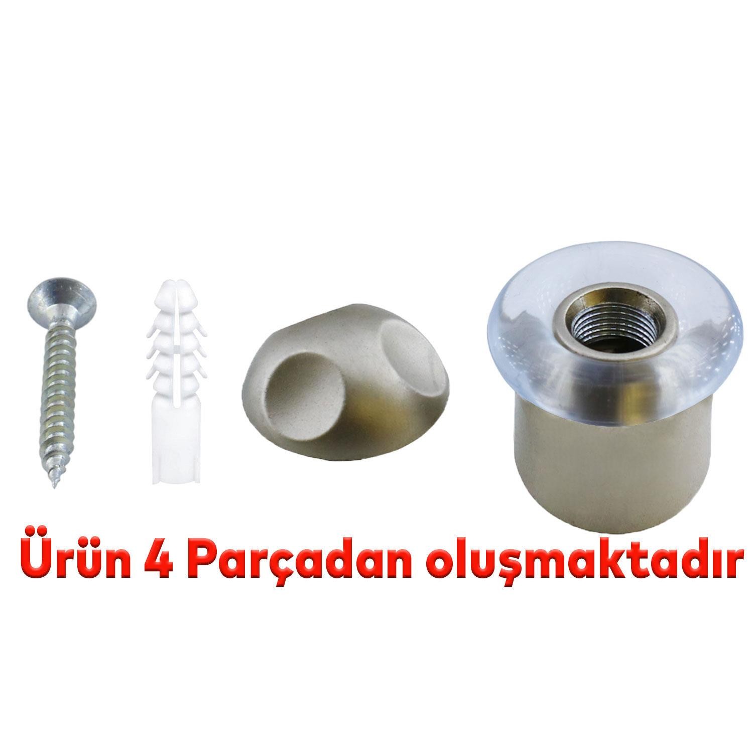 Kapı Stoperi Kapı Durdurucu Tutucu Tamponu Silikonlu Contalı Stopu Vidalı Saten 50 mm