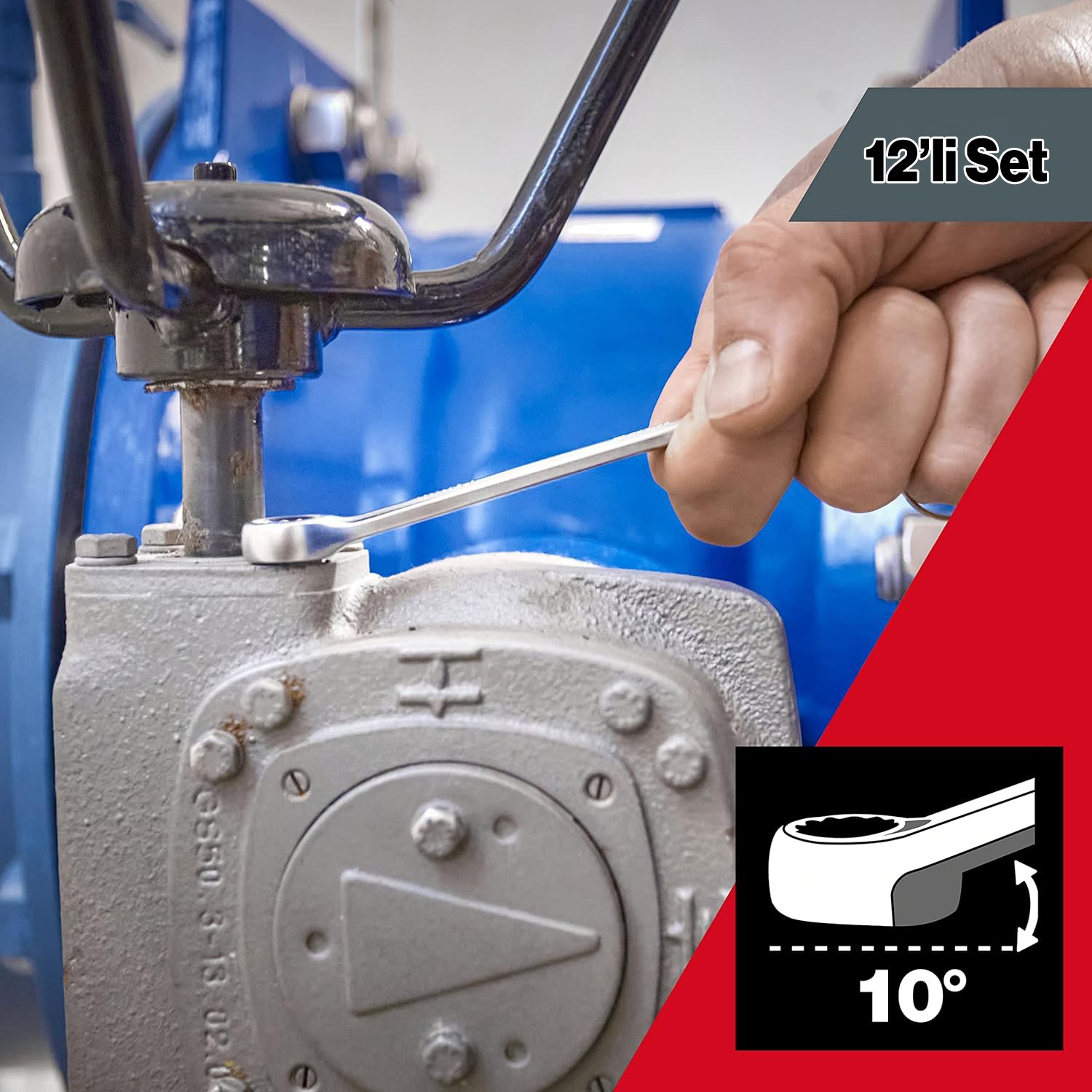 İki Ağızlı Açık ve Kapalı Anahtar Seti 12'li Set Adet Düz 6-7-8-9-10-12-13-14-17-19-22 mm Kombine