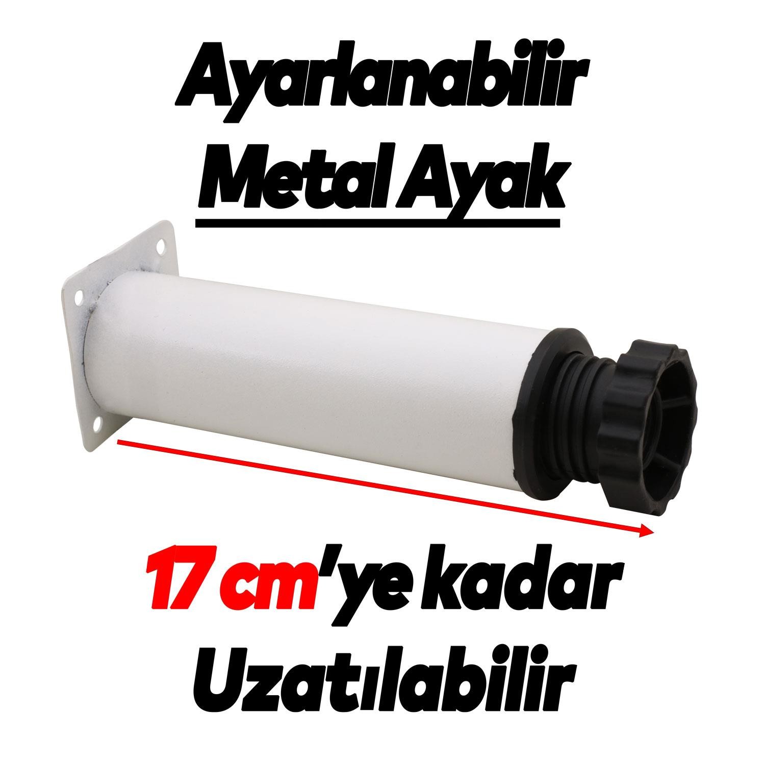 Ayarlanabilir Mobilya Kanepe Baza Koltuk Metal Destek Yükseltici Ayağı 15 cm Beyaz Ayakları 8 Adet