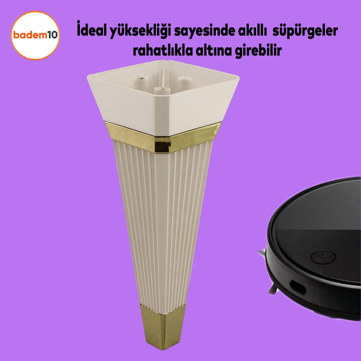 Alcazar 6'lı Set Mobilya TV Ünitesi Çekyat Koltuk Kanepe Destek Ayağı 15 cm Krem Ayak M8 Civatalı