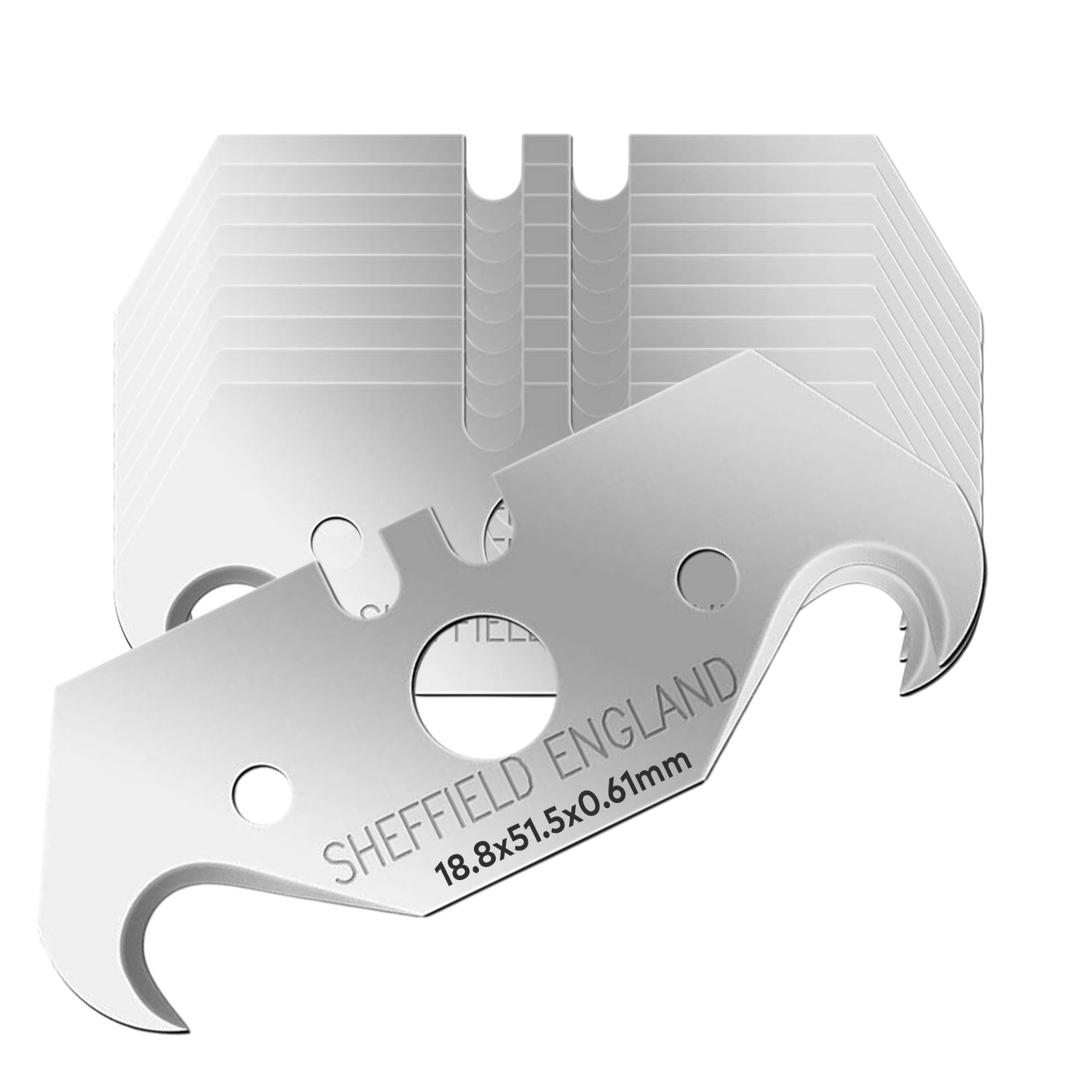 İthal Kancalı Rötuş Bıçak Yedeği Kesme Boynuz Bıçak Maket Bıçağı 10'lu Paket 18.8x51.5x0,61mm