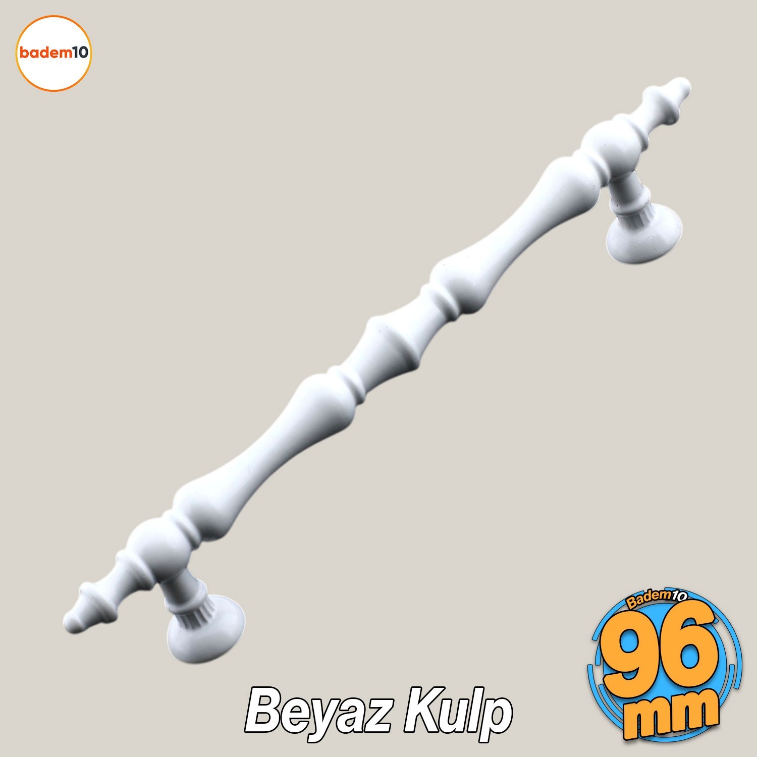 Nilay Beyaz Metal Kulp 96 mm -9.6 cm Mobilya Çekmece Mutfak Dolabı Dolap Kulpları Kulbu Kulpu Beyaz