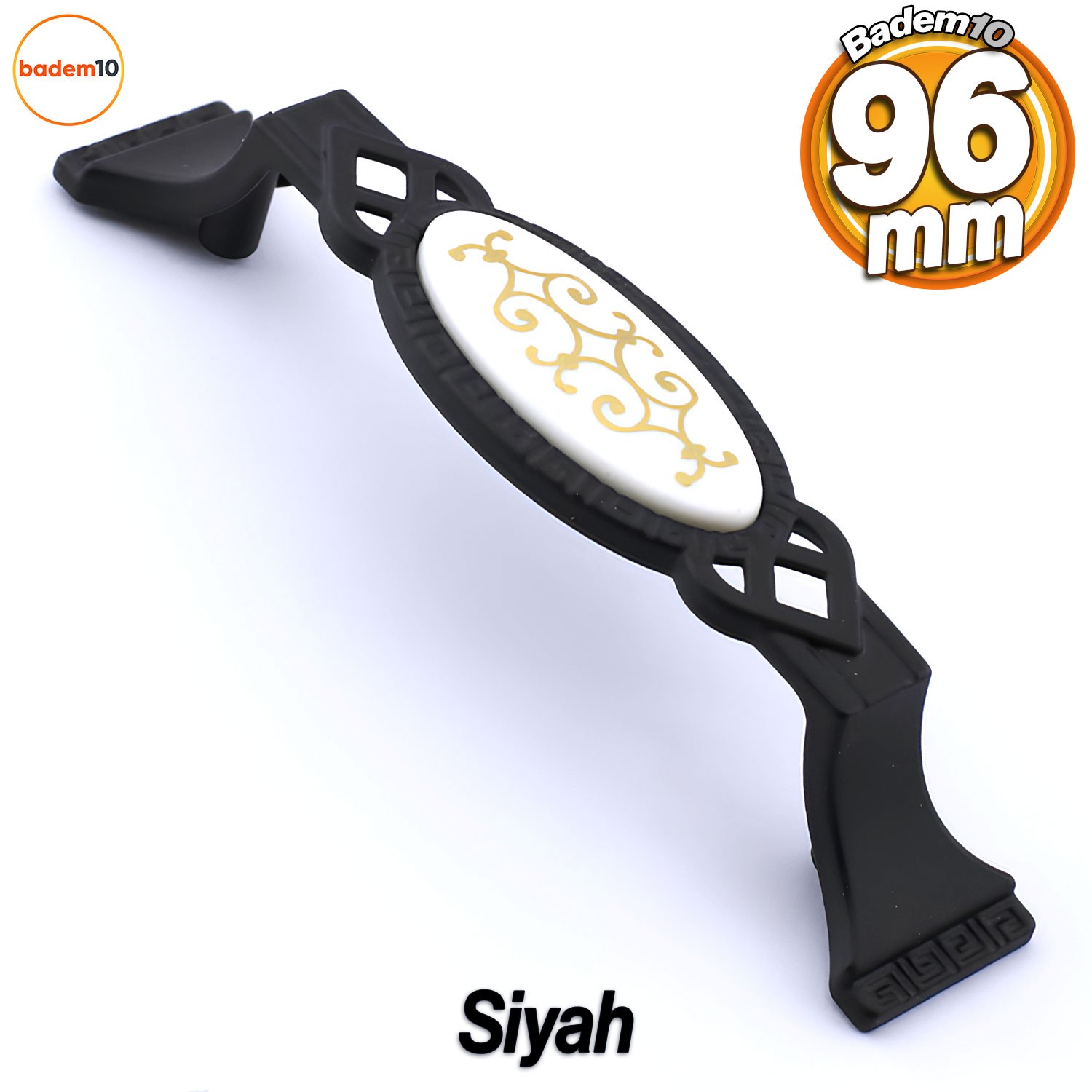 Palmira (96 MM -9.6 CM) Siyah Metal Mobilya Mutfak Dolabı Çekmece Dolap Kapak Kulpu Kulbu Kulpları