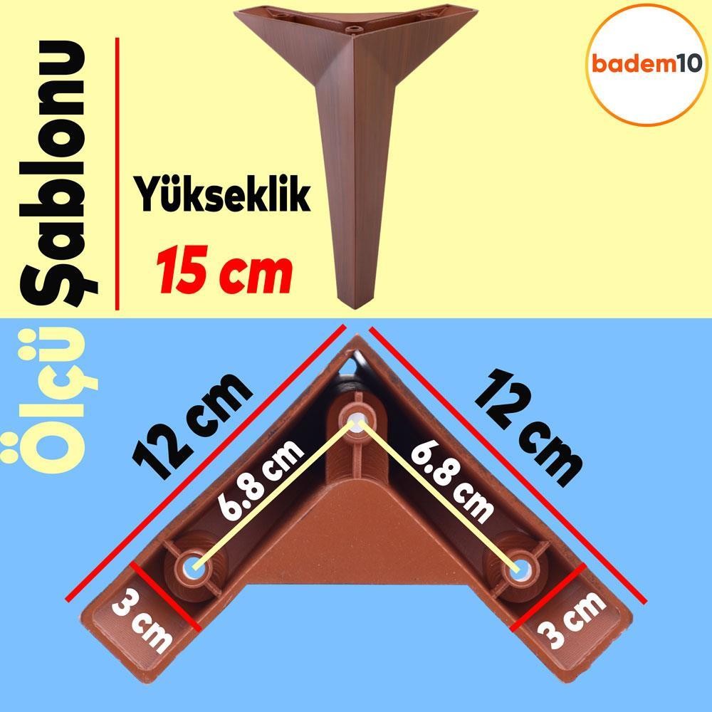 Kale 6'lı Set Mobilya TV Ünitesi Çekyat Koltuk Kanepe Destek Ayağı 15 cm Kahve Ahşap Desenli Baza Ayak M8