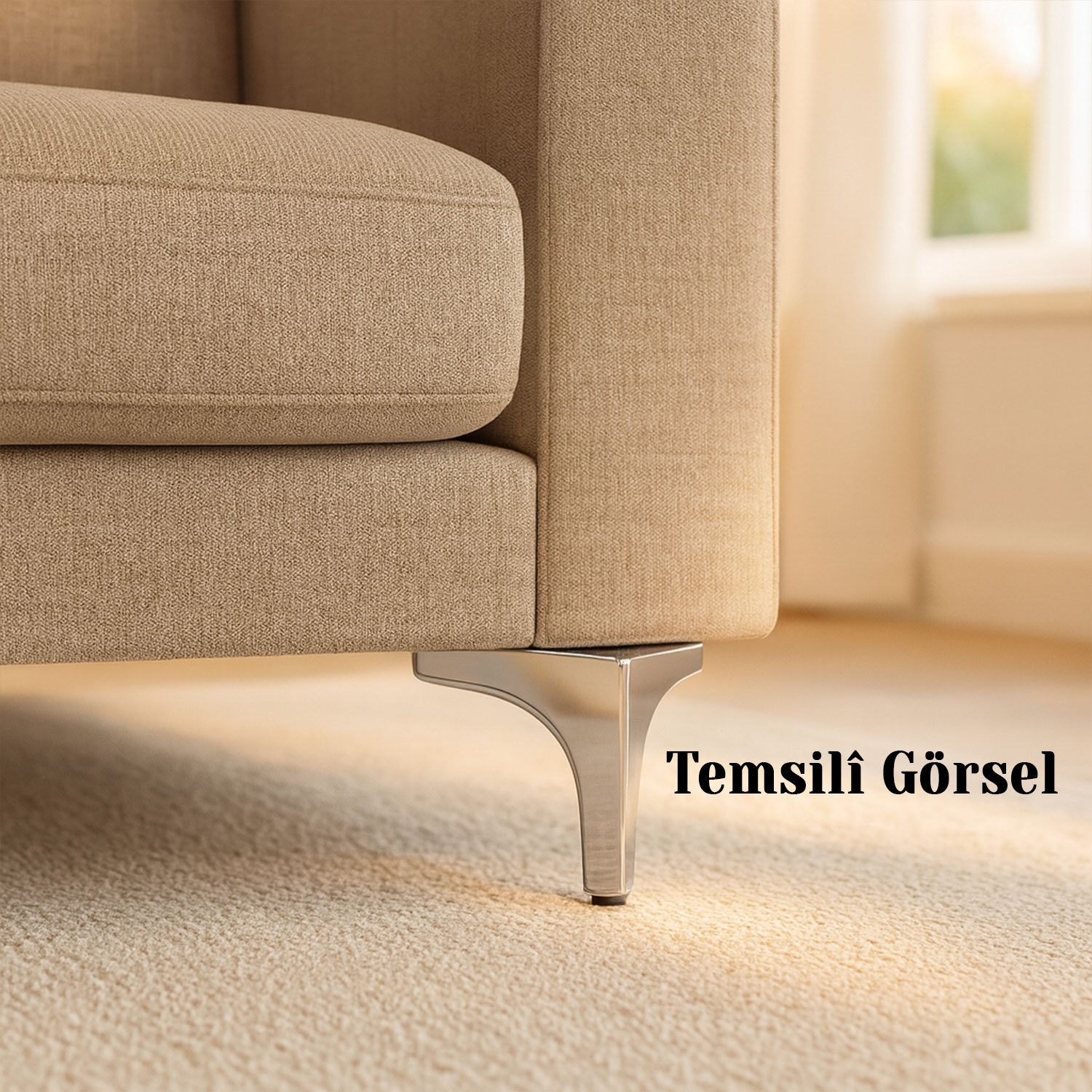 Dekor 17 cm Krom Gümüş Metal Mobilya Ayağı Dayanıklı Modern Tasarım Koltuk Sehpa Masa TV Ünitesi