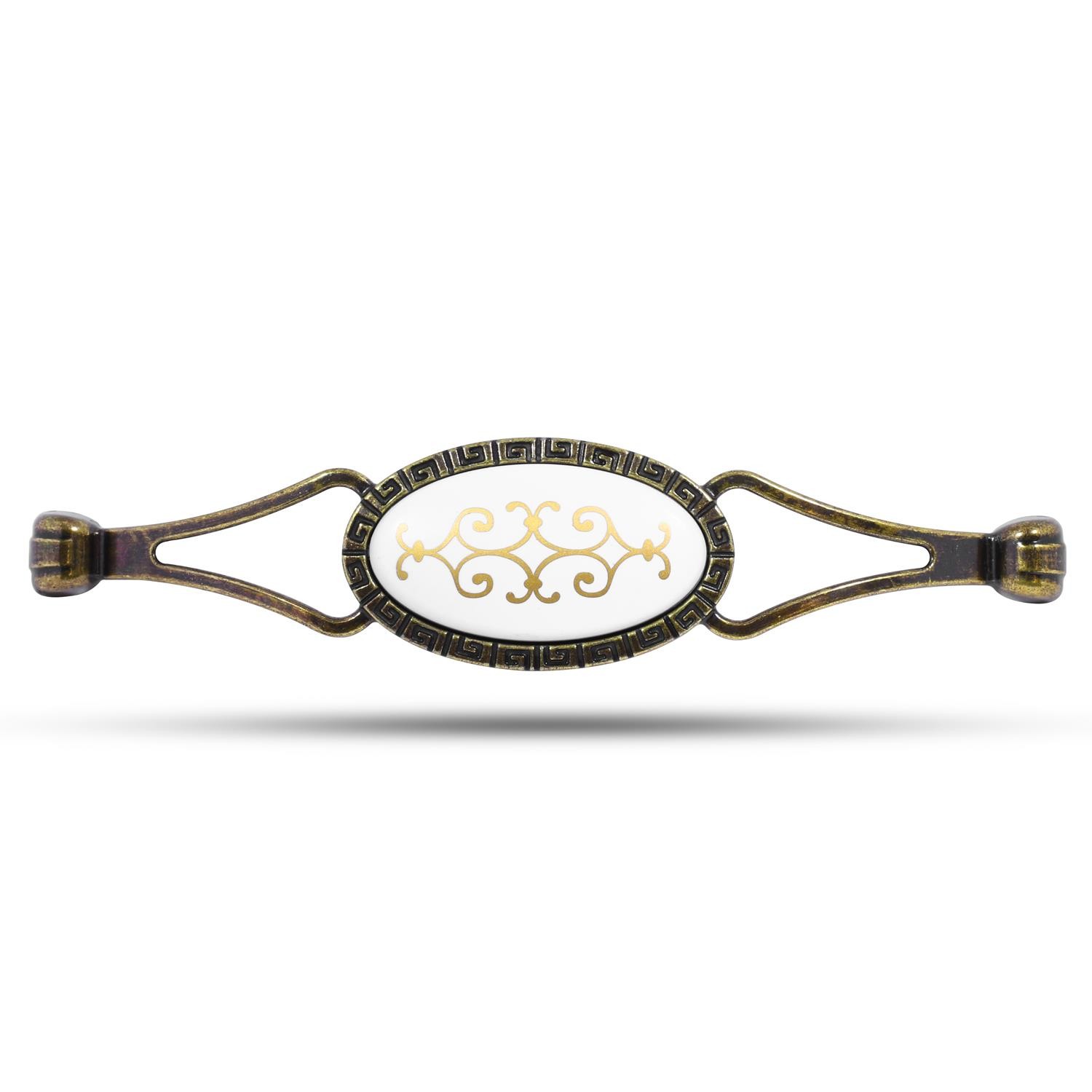 Seçil Eskitme Antik Sarı Metal (128 mm-12.8 cm) Mobilya Mutfak Çekmece Dolap Kulpu Kulbu Kulpları