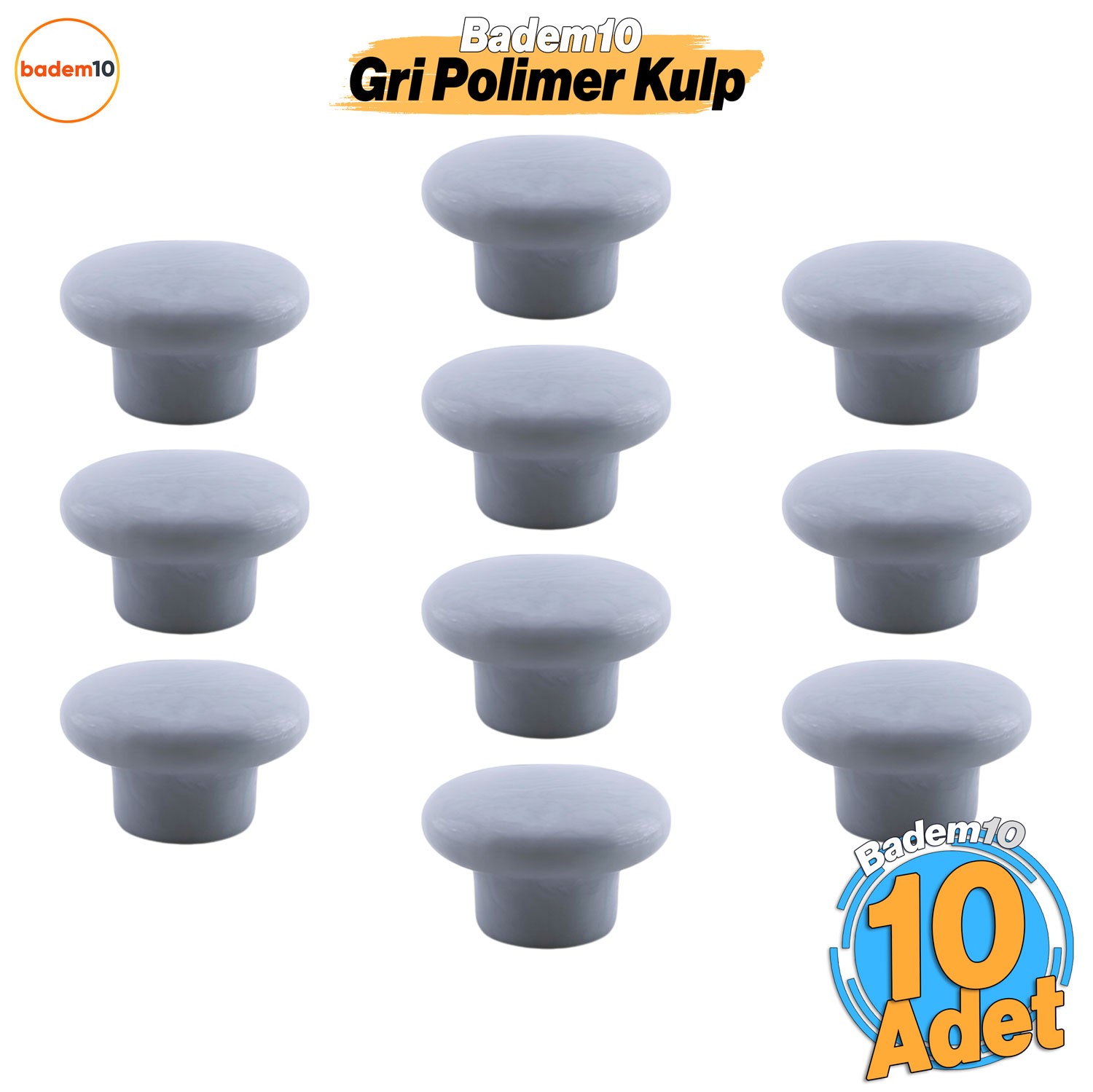Bohem Gri Mantar Düğme Kulp 10 ADET Çekmece Mutfak Mobilya Dolabı Dolap Kulpu Kulbu Plastik Kulp