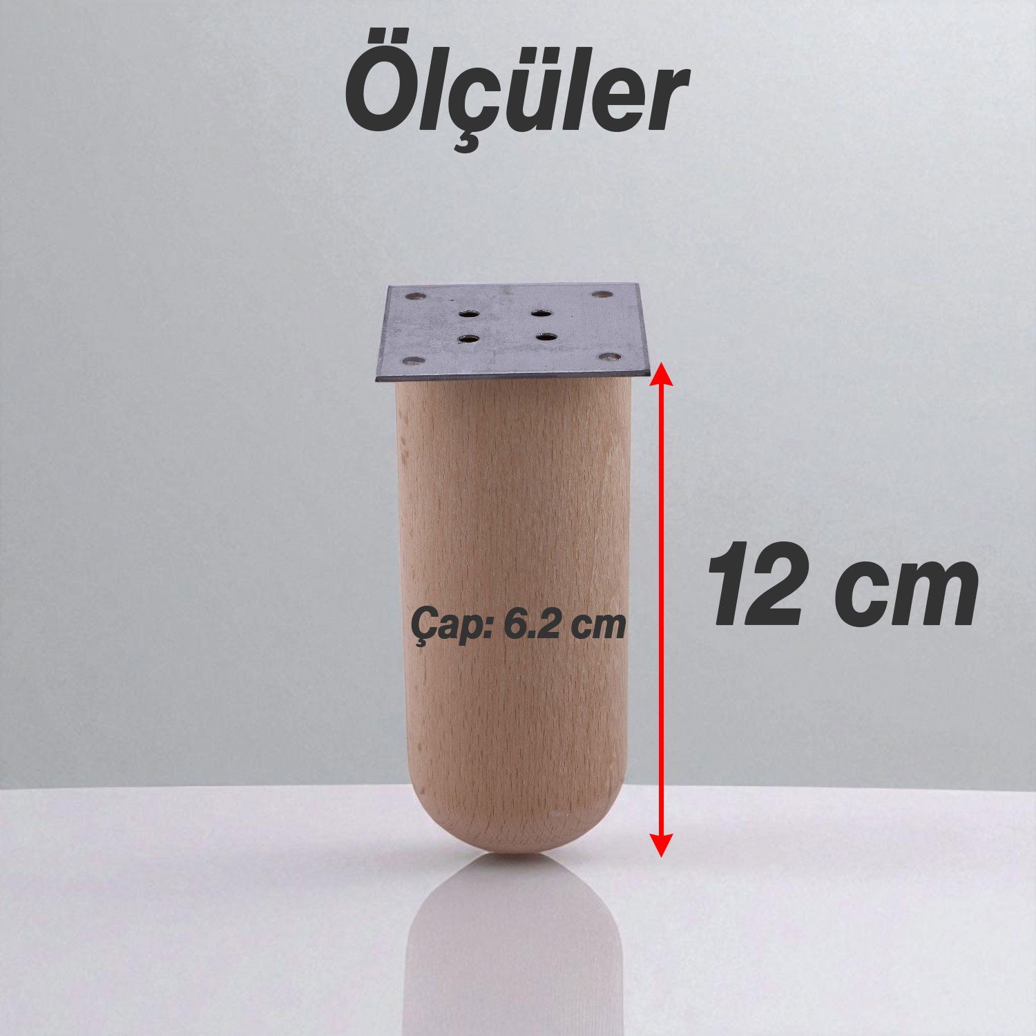 Bohem 4 ADET Doğal Ahşap 12 cm Silindir Ayak Set Mobilya Koltuk Kanepe Sehpa Masa Ayağı Ayakları