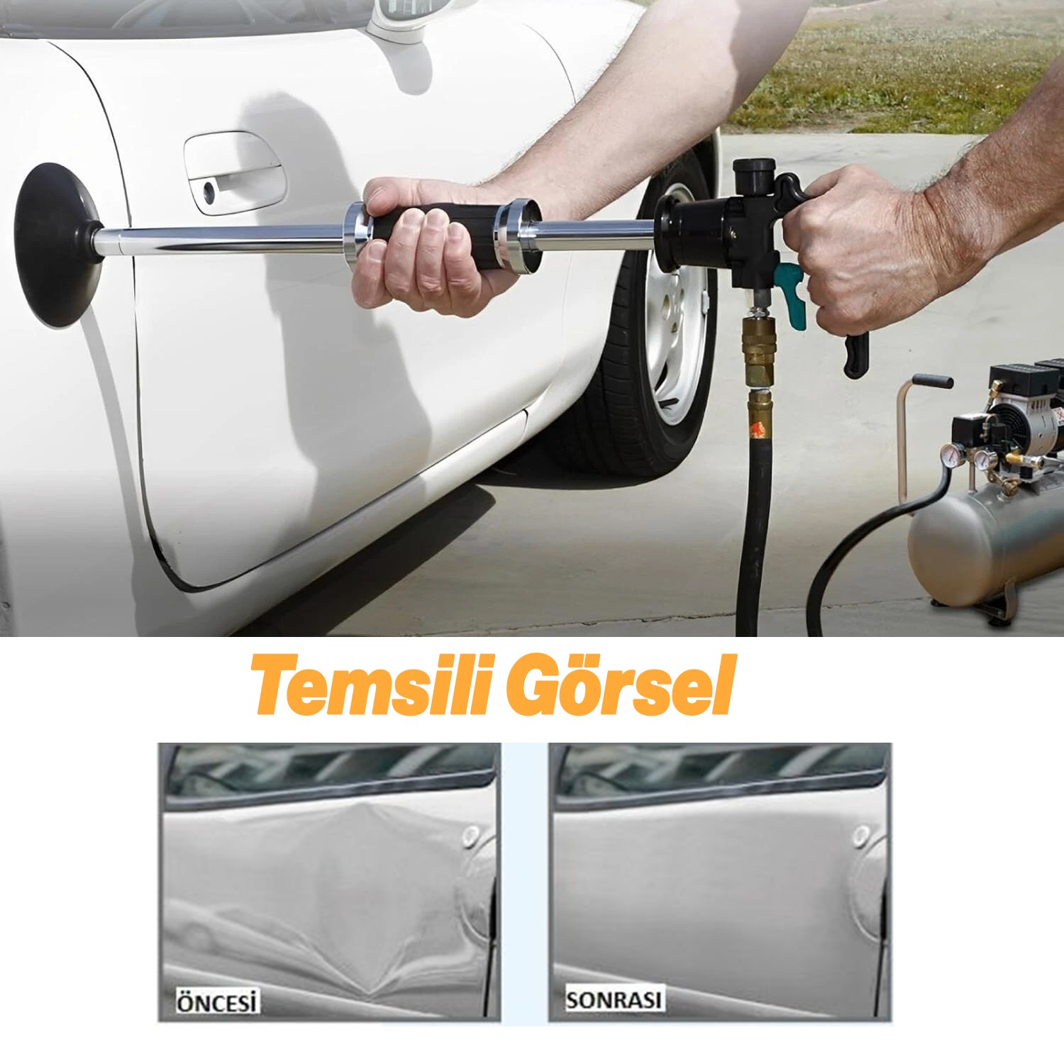 Havalı Boyasız Kaporta Göçük Düzeltme Vantuz 1/4" 3 Çeşit Hava Çektirme Pnömatik Vakum 75-100-125 mm