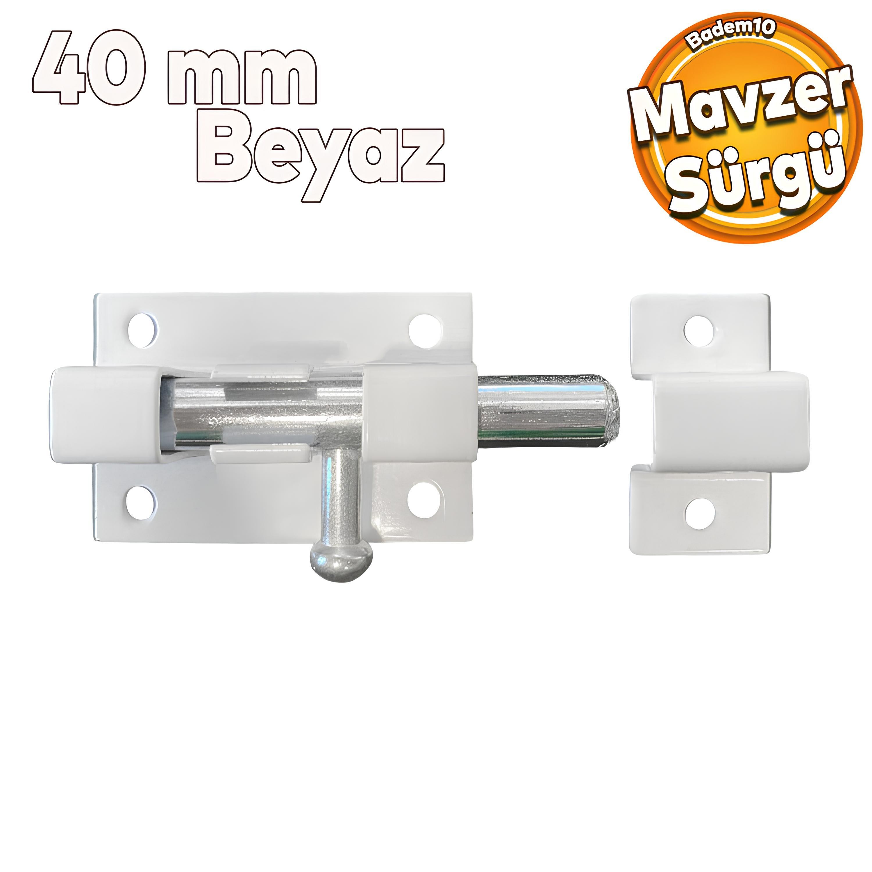 Kapı Sürgüsü Küçük Metal Beyaz Mavzer Sürgü Sürgülü Kilit 25x40 mm Kapı Pencere Emniyet Kilidi