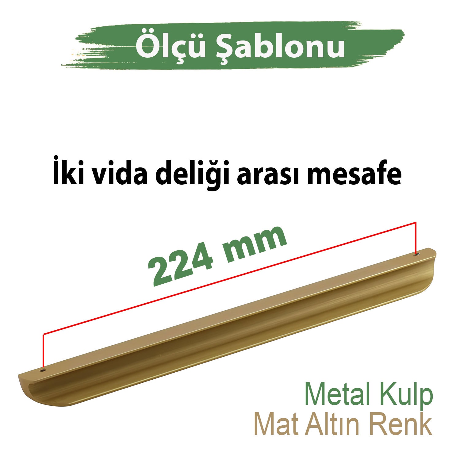 Fırat 224 mm Mat Gold Altın Kulpu Metal Mobilya Çekmece Mutfak Dolap Kapak Kulpları Kulbu Dolabı
