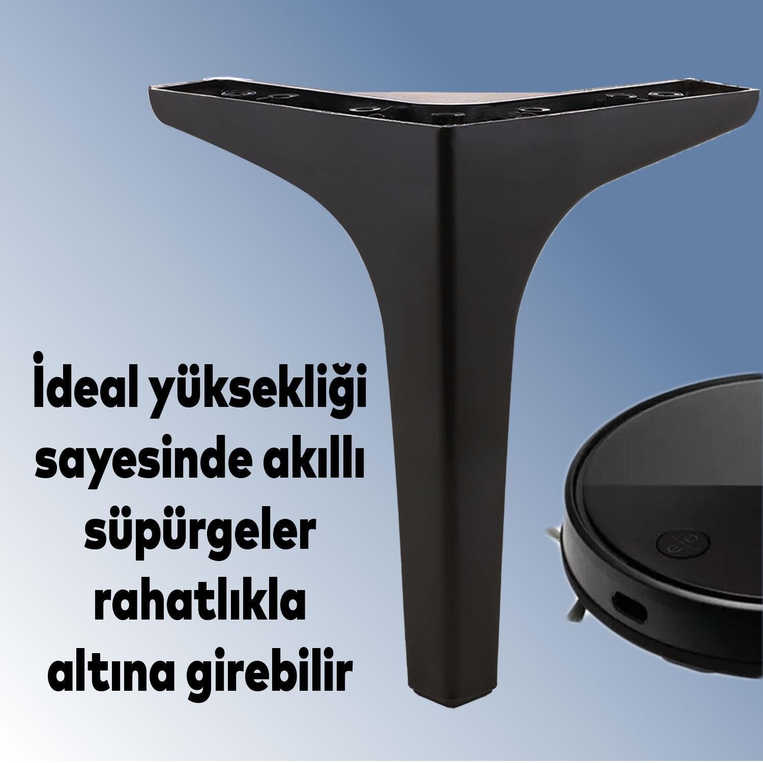 Sedef 6'lı Set Mobilya TV Ünitesi Çekyat Koltuk Kanepe Destek Ayağı 17 cm Siyah Baza Ayak M8 Destek