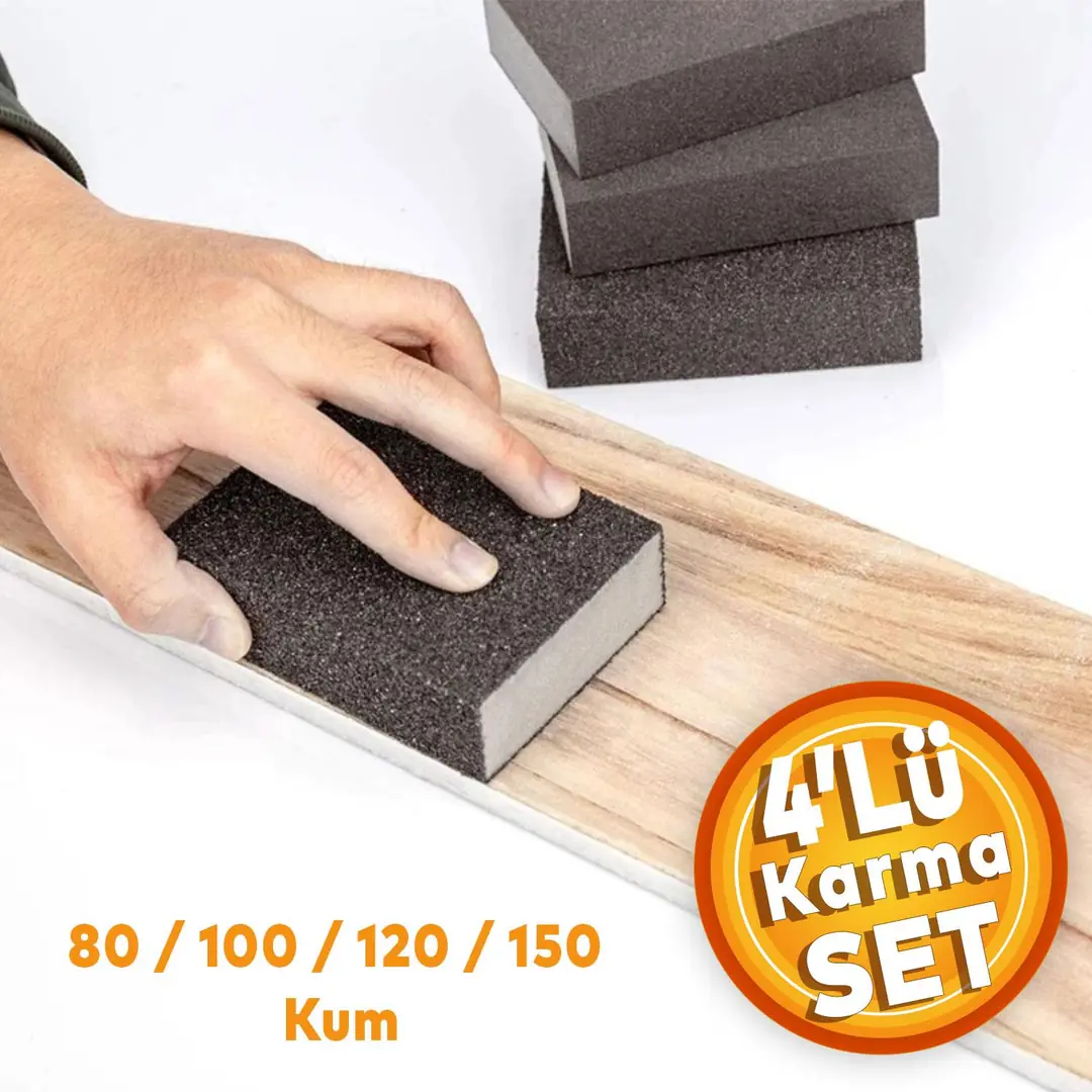 Takoz Sünger Zımpara 80-100-120-150 Kum Karma Paket Kübik El