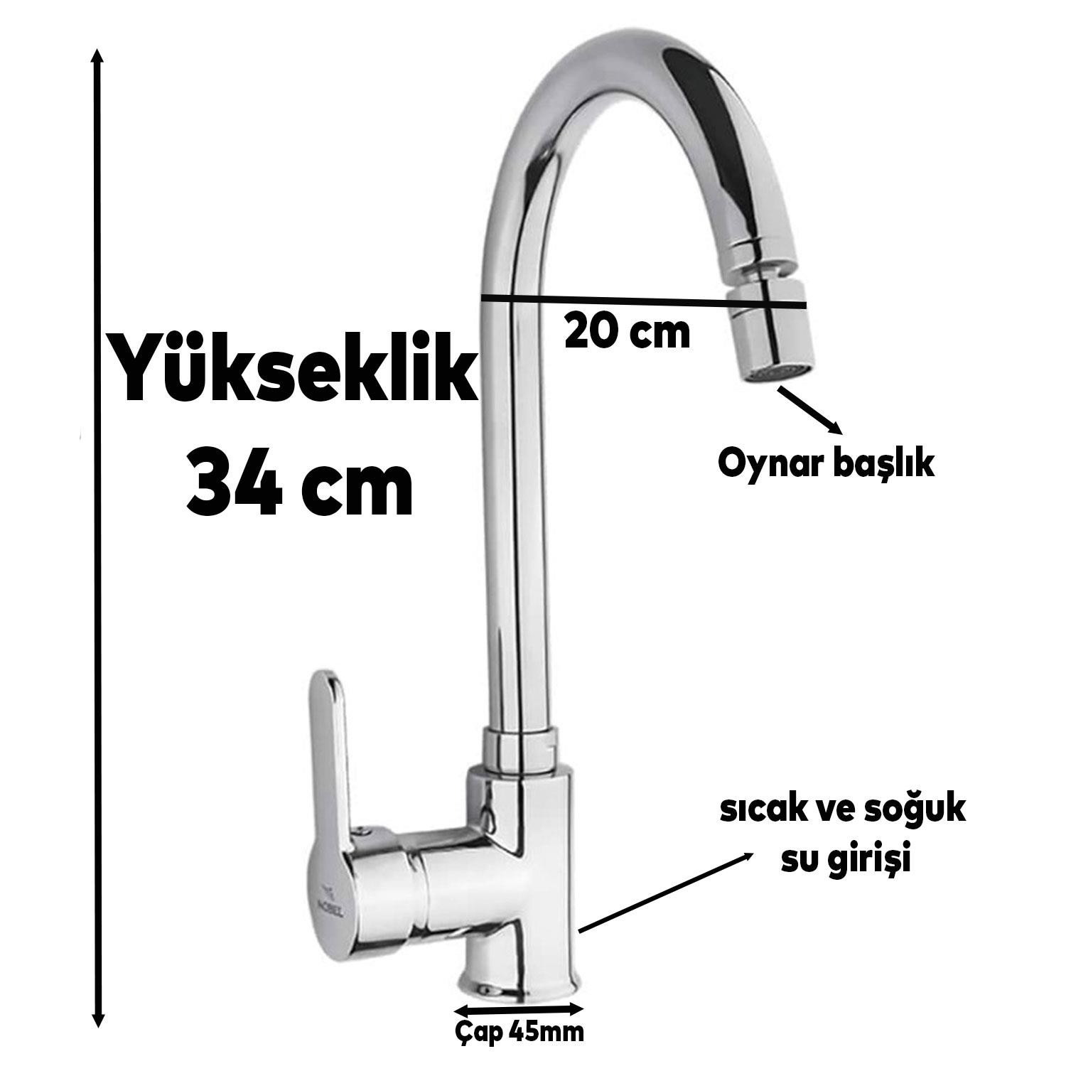 Mutfak Banyo Bataryası Sıcak Soğuk Çift Su Girişli Evye Musluk Batarya 35 mm