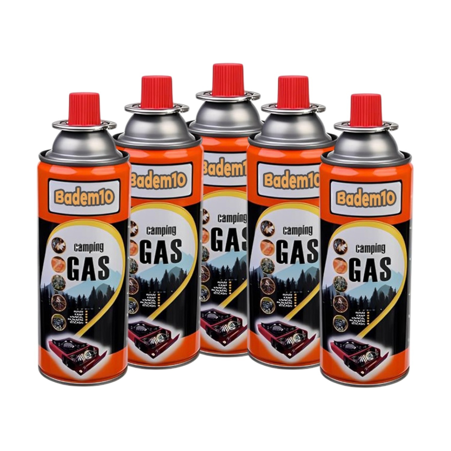 Kamp Gazı 5 Adet Bütan Propan Gaz Tüpü Portatif Ocak Kartuşu Tek kullanımlık Pürmüz 400 ml