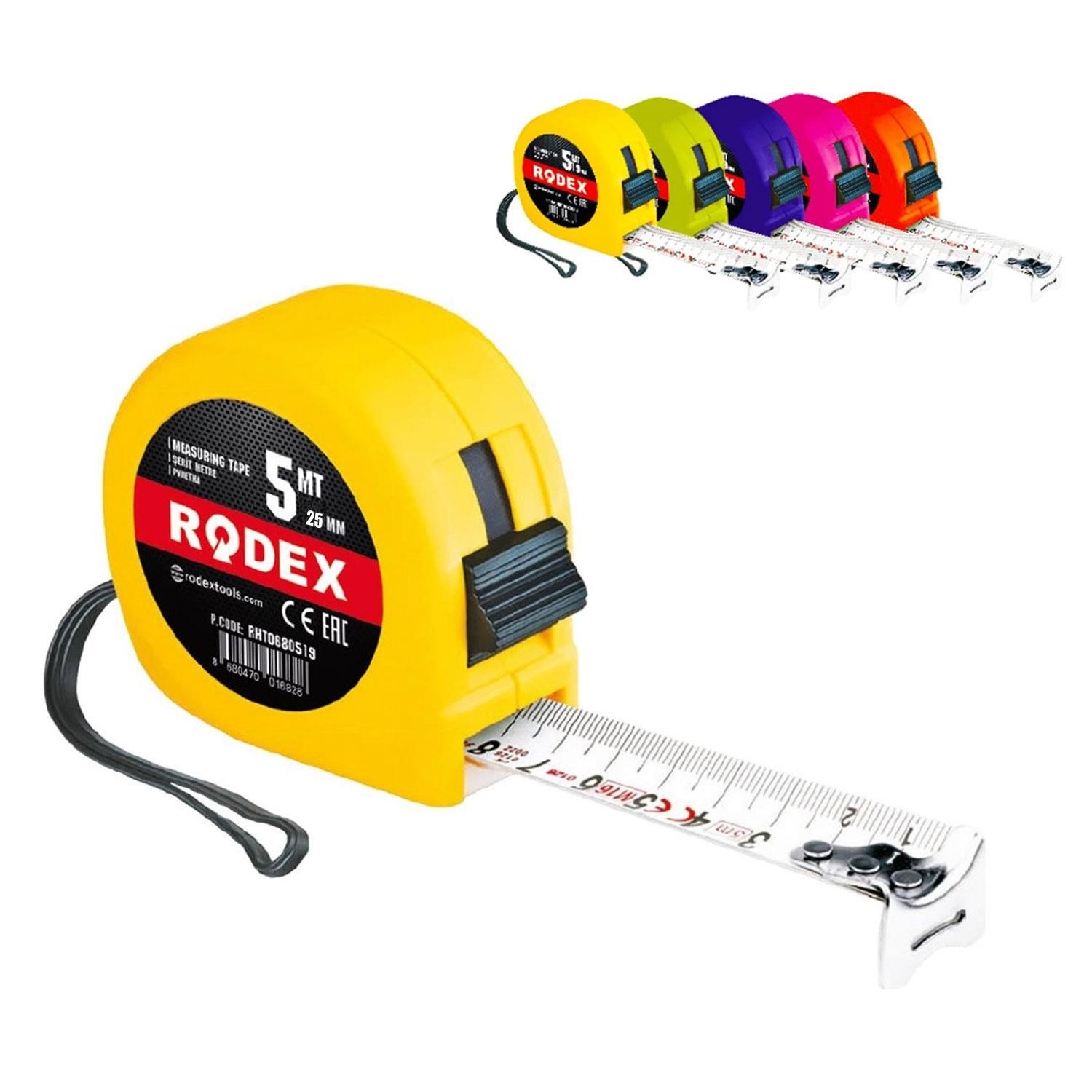 Rodex Şerit Metre Darbeye Dayanıklı Kilitli 5 Metre x 25 mm