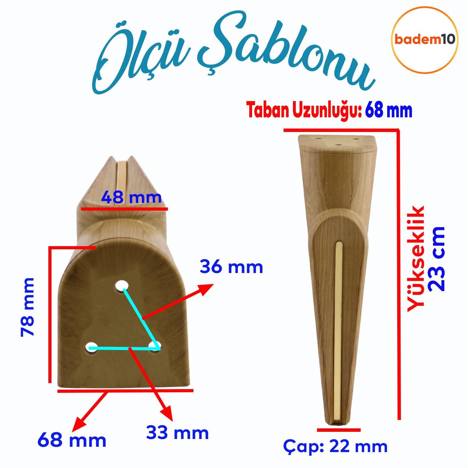 Nota Mobilya Kanepe Sehpa TV Ünitesi Koltuk Ayağı Baza Ayakları Ahşap Desenli Kahverengi Ceviz 23 cm