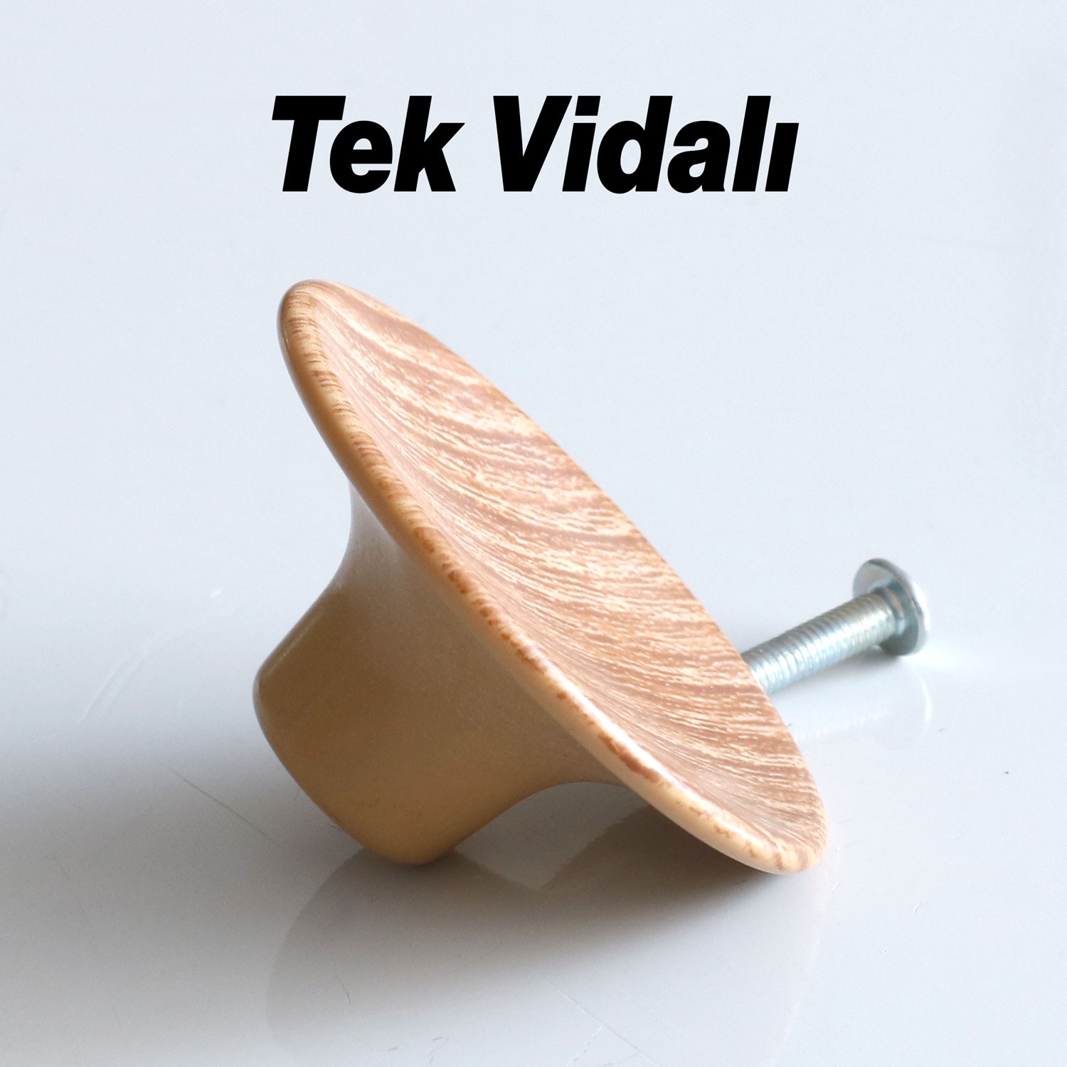 Bohem Plastik İç Bükey Kulp Açık Ceviz Renk Mobilya Mutfak Dolap Dolabı Çekmece Kulpu Kulbu Tek Vida
