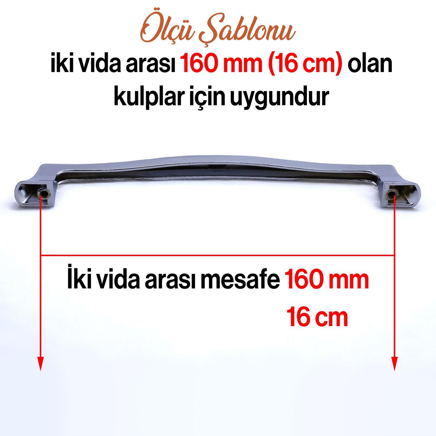 Venüs Kulp Krom Metal 160 mm - 16 cm Mobilya Mutfak Çekmece Dolap Dolabı Kapak Kulbu Kulpu Kulpları