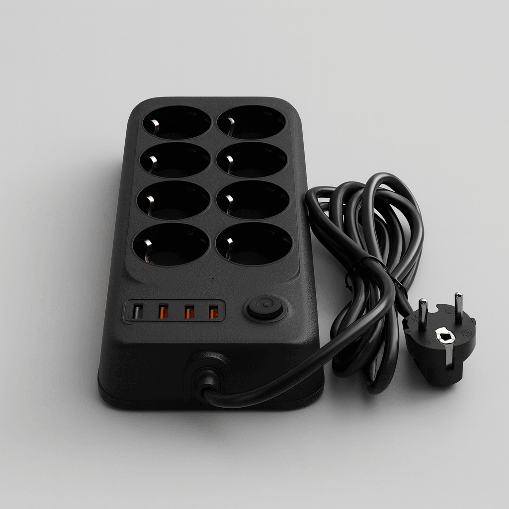 8 Prizli 4 USB Girişli Akım Korumalı Topraklı Golyat Grup Şarj Fiş Priz 2 Metre Uzatma Kablosu