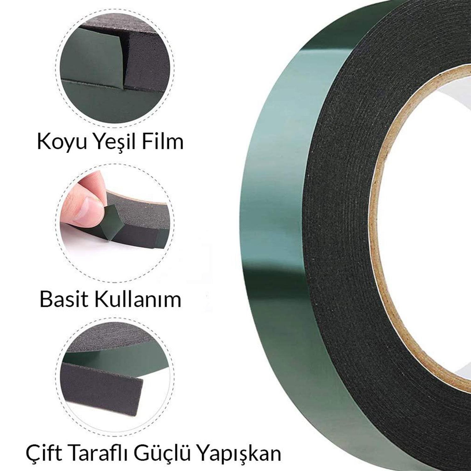 Çift Taraflı Köpük Bant Eva Montaj Bandı Siyah 20 mm x 10 Metre