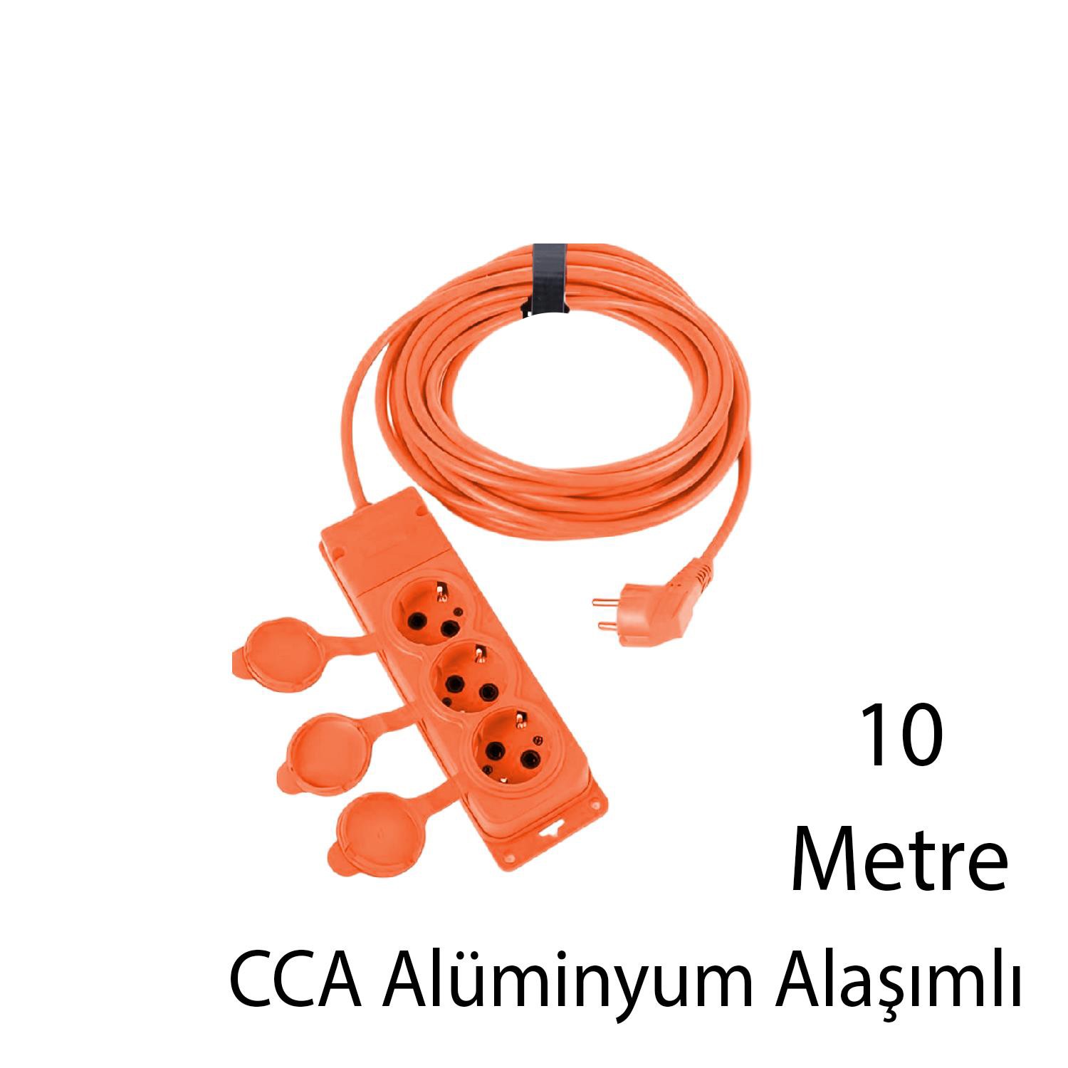 Bylion 3WAY-10325- F Monofaze Çoğaltıcı Seyyar Topraklı Kapaklı 3'lü Grup Priz Fiş 10 Metre CCA Uzatma Kablosu 3x2.5 mm