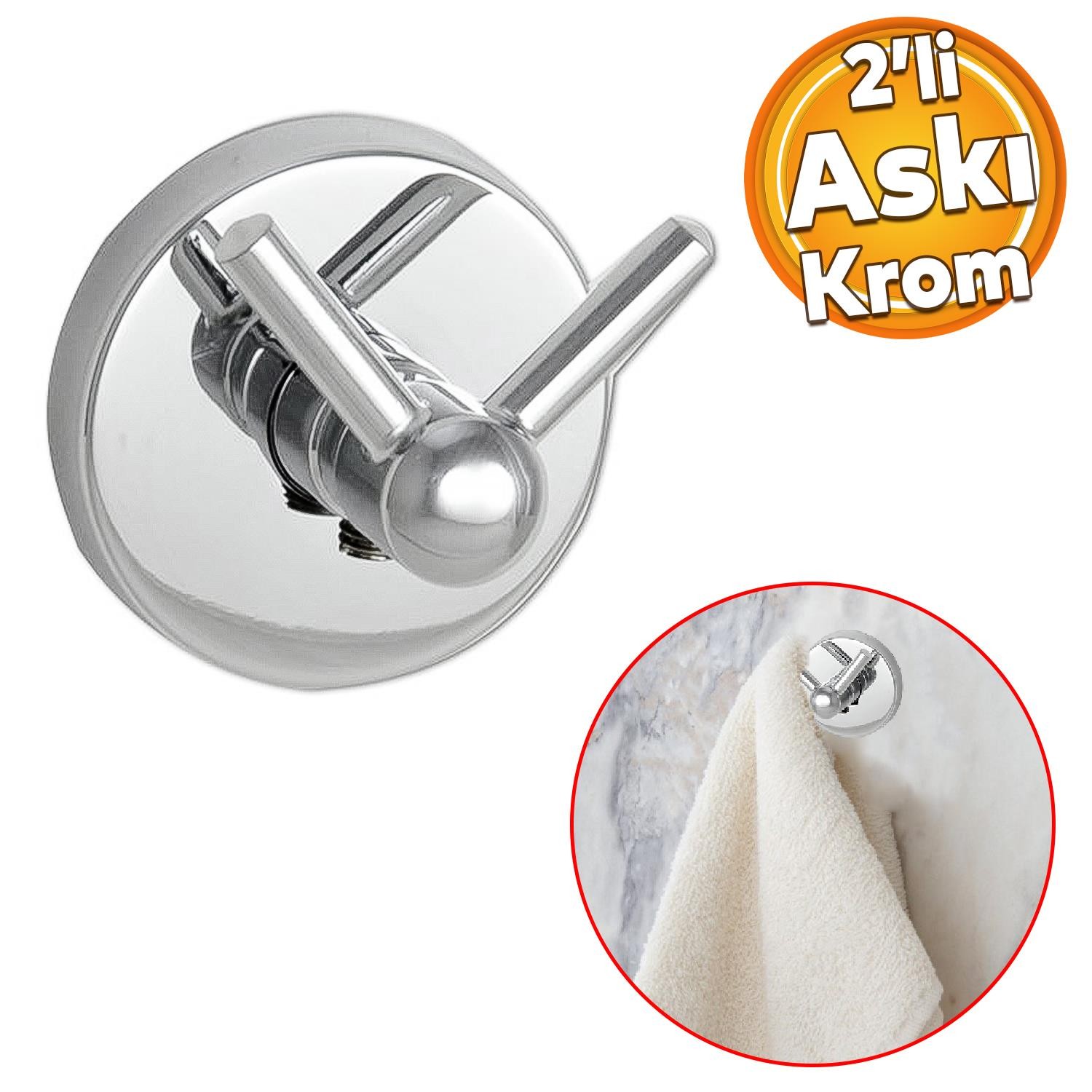 Krom Metal Sağlam Aparat Vidalı Lavabo Banyo Wc Bez Havlu Çatal Askı Tuvalet Kağıtlık 3'lü Set