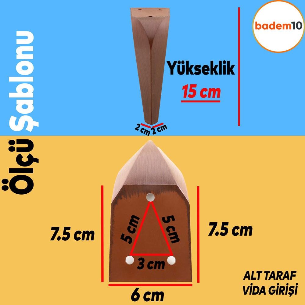 Harvey Lüks Mobilya Kanepe Tv Ünitesi Koltuk Ayağı 15 Cm Kahverengi Ahşap Desenli Baza Ayakları