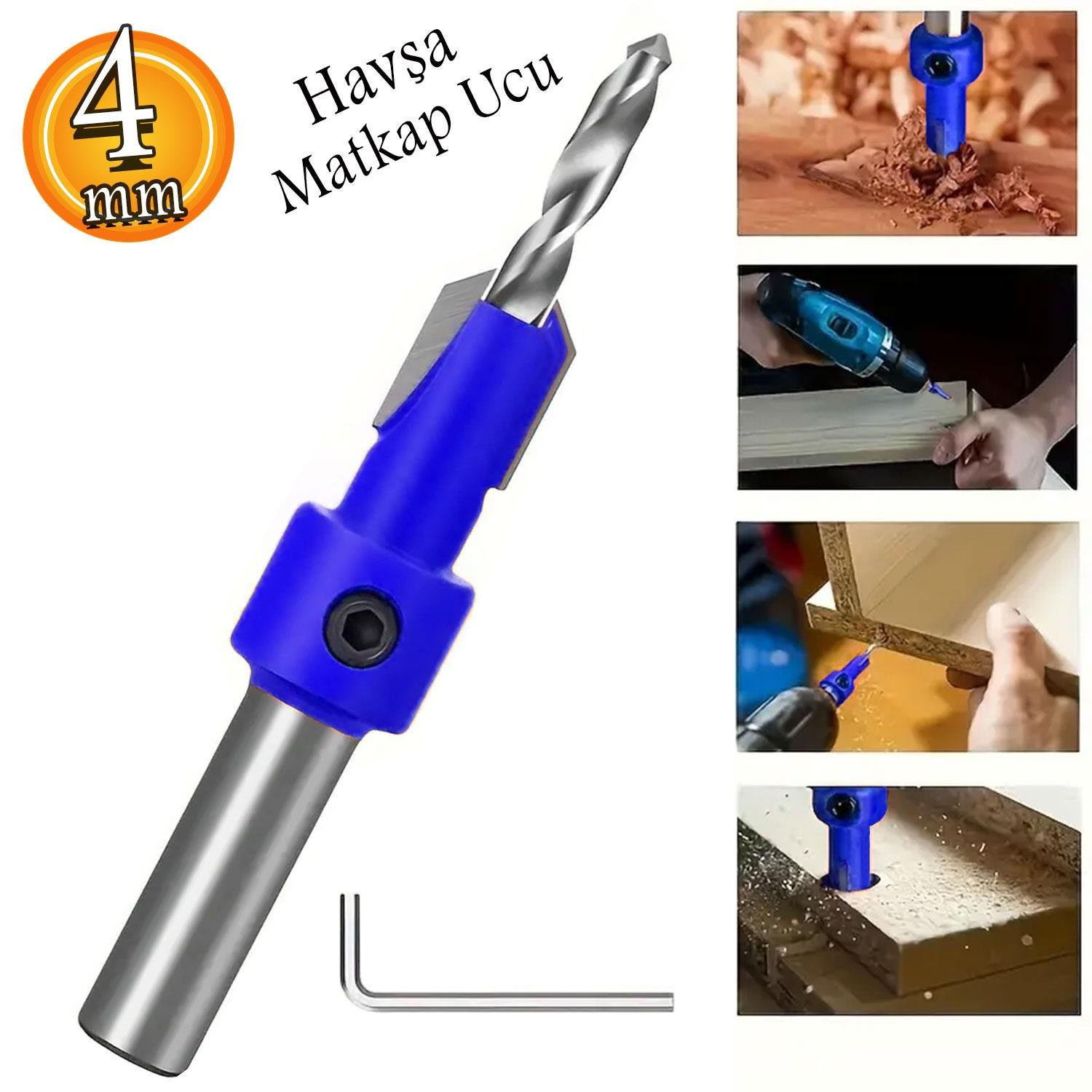 Havşa Ahşap Açma Matkap Ucu 4 mm Havşalı