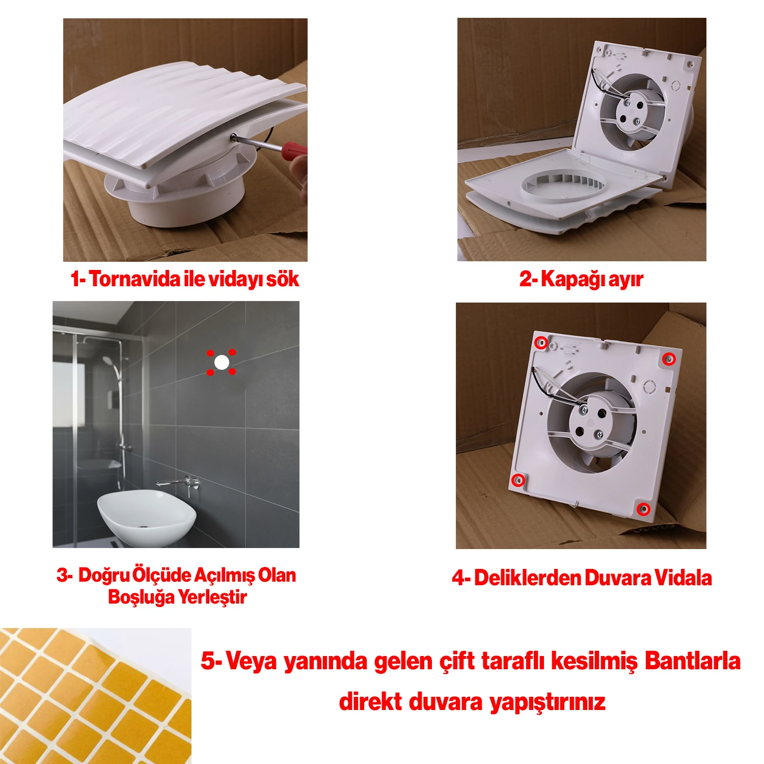 Süper Sessiz 12 W Kapaklı Düz Banyo WC Aspiratör Fanı 150 mm Duvar Tipi Tuvalet Hava Havalandırma