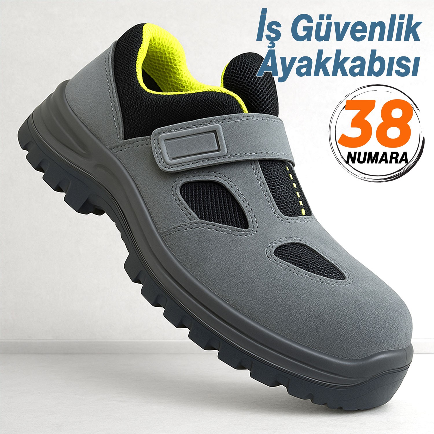 İş Ayakkabısı S1 Cırtlı 38 Numara Çelik Burunlu Süet İnşaat Güvenlik Ayakkabısı Kaymaz Tabanlı