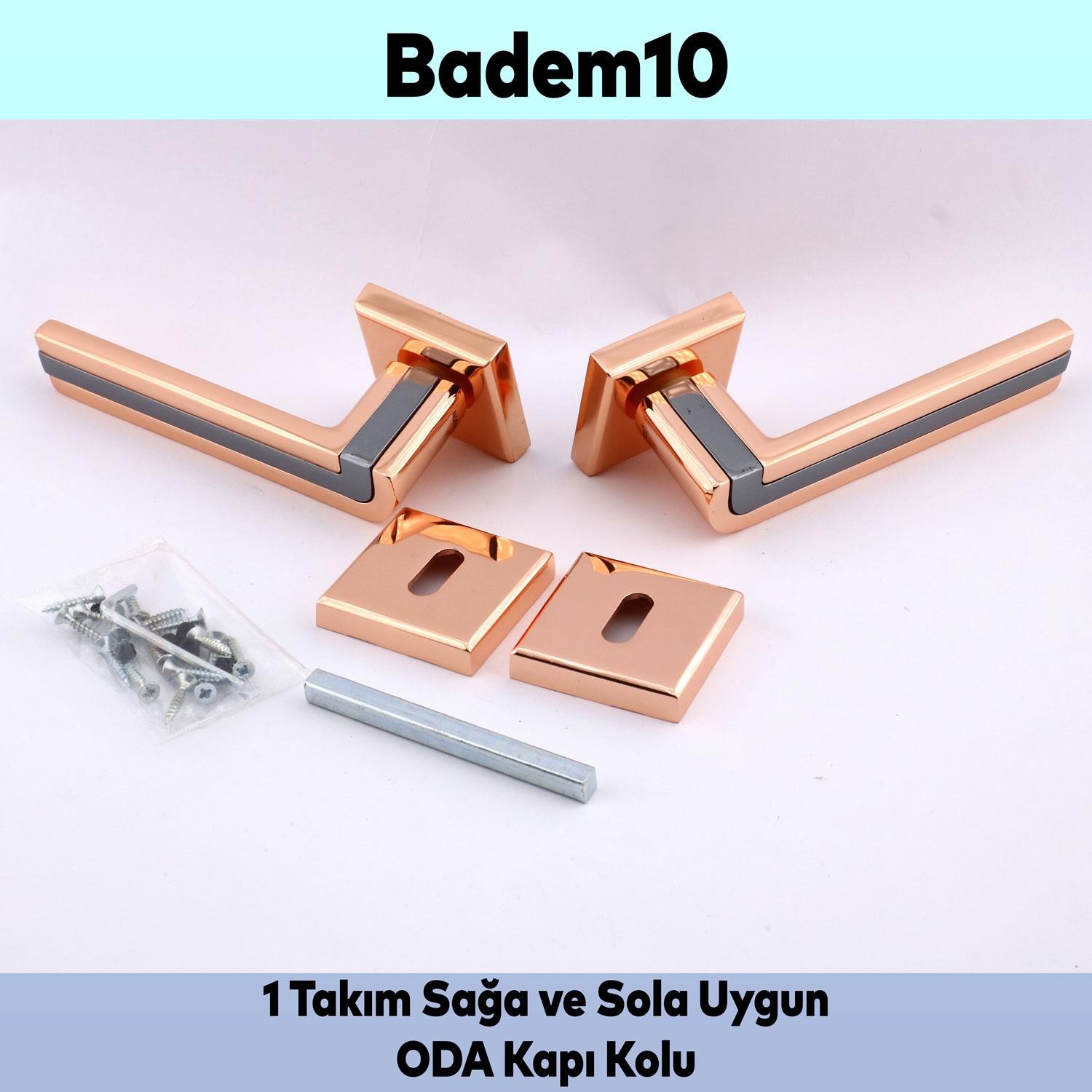 Defne Lüx Bakır Gold Kare Rozetli Oda Kapısı Uyumlu Kapı Kolu Sağ ve Sola Uygun Kapı Kolları 1 Takım