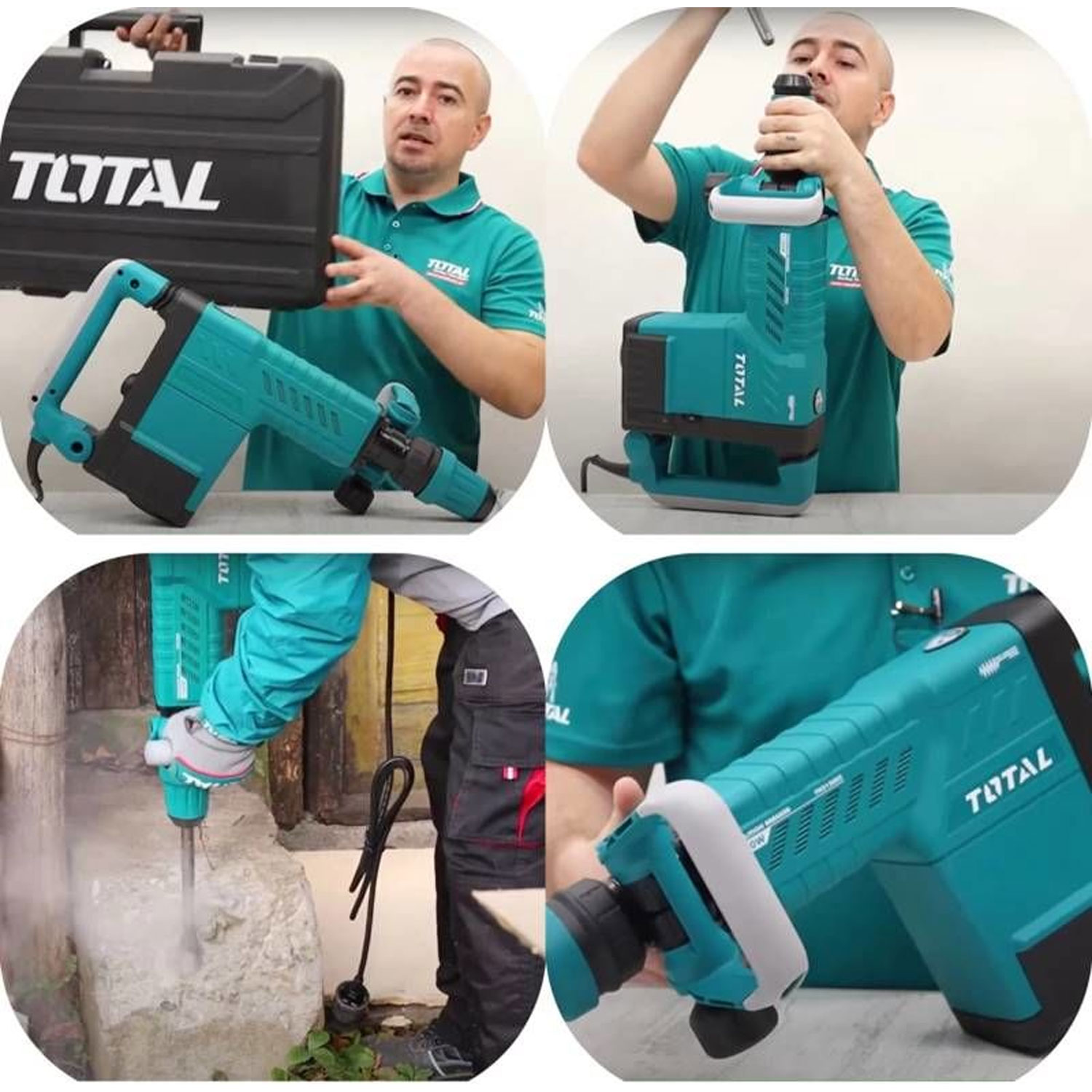 Total TH215002 Kırıcı Delici Hilti 25J 1500W Beton Taş Kırma Matkap Profesyonel Titreşim Önleyici