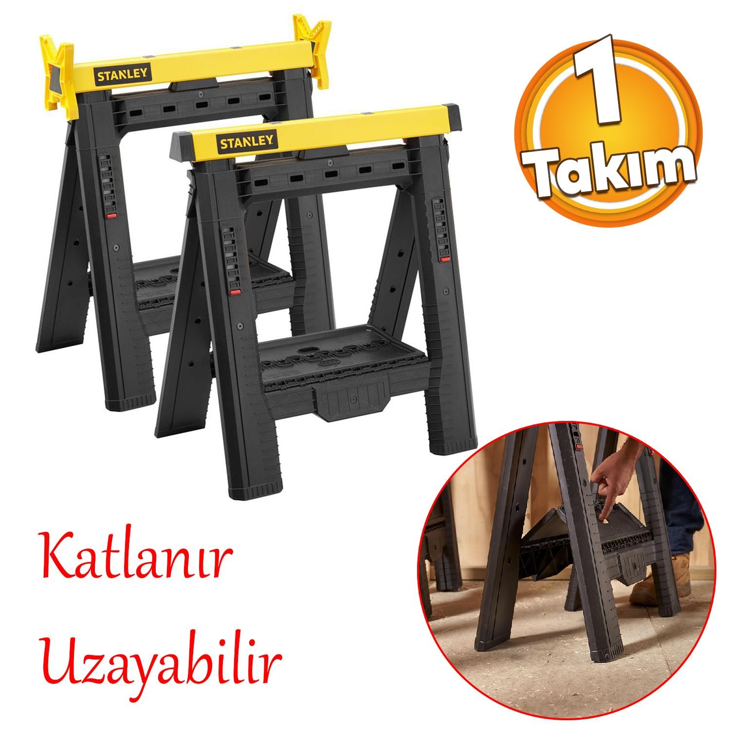 Stanley Yükseklik Genişlik Ayarlanabilir Çalışma Tezgahı 450 Kg Sehpa Katlanır Ayaklı Masa