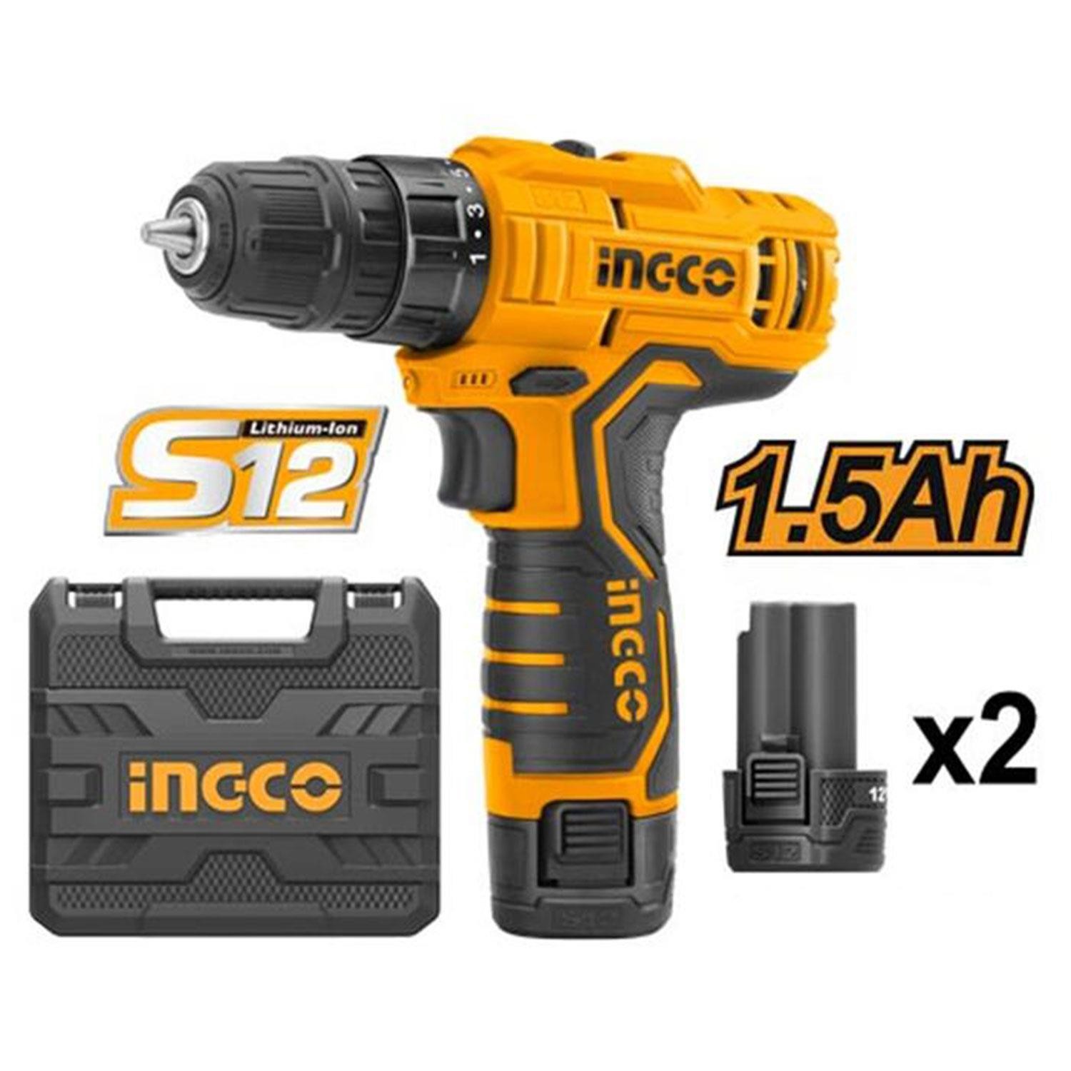 İNGCO CDLI12325 Li-on Çift Akülü Vidalama Matkap 12V 1.5 AH