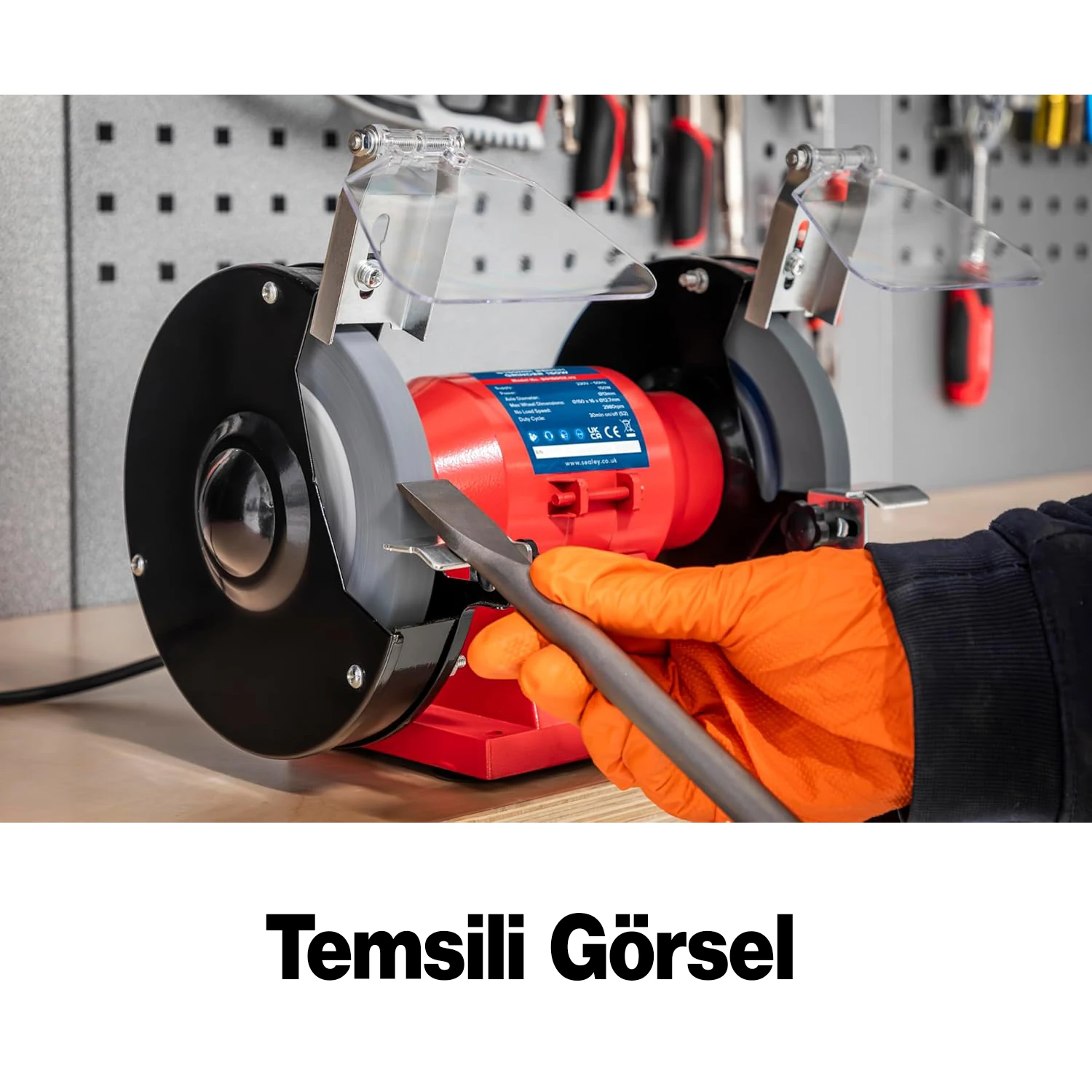 Elektrikli Bıçak Kesici Bileme Taş Motoru 200 mm Zımpara 600 W Rico Taşlama Metal Tezgah Üstü Çark