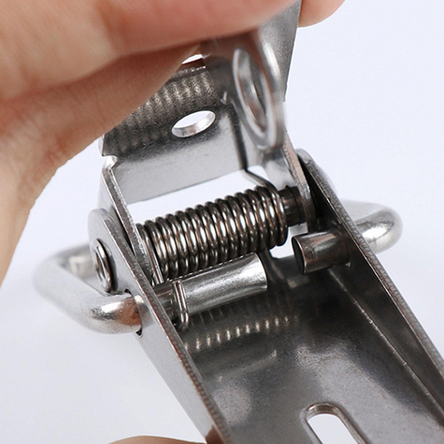 Gergi Mandalı Çelik Sandık Kaput Kilidi Klipsi 7.5 cm Düz Parlak Krom 2 ADET