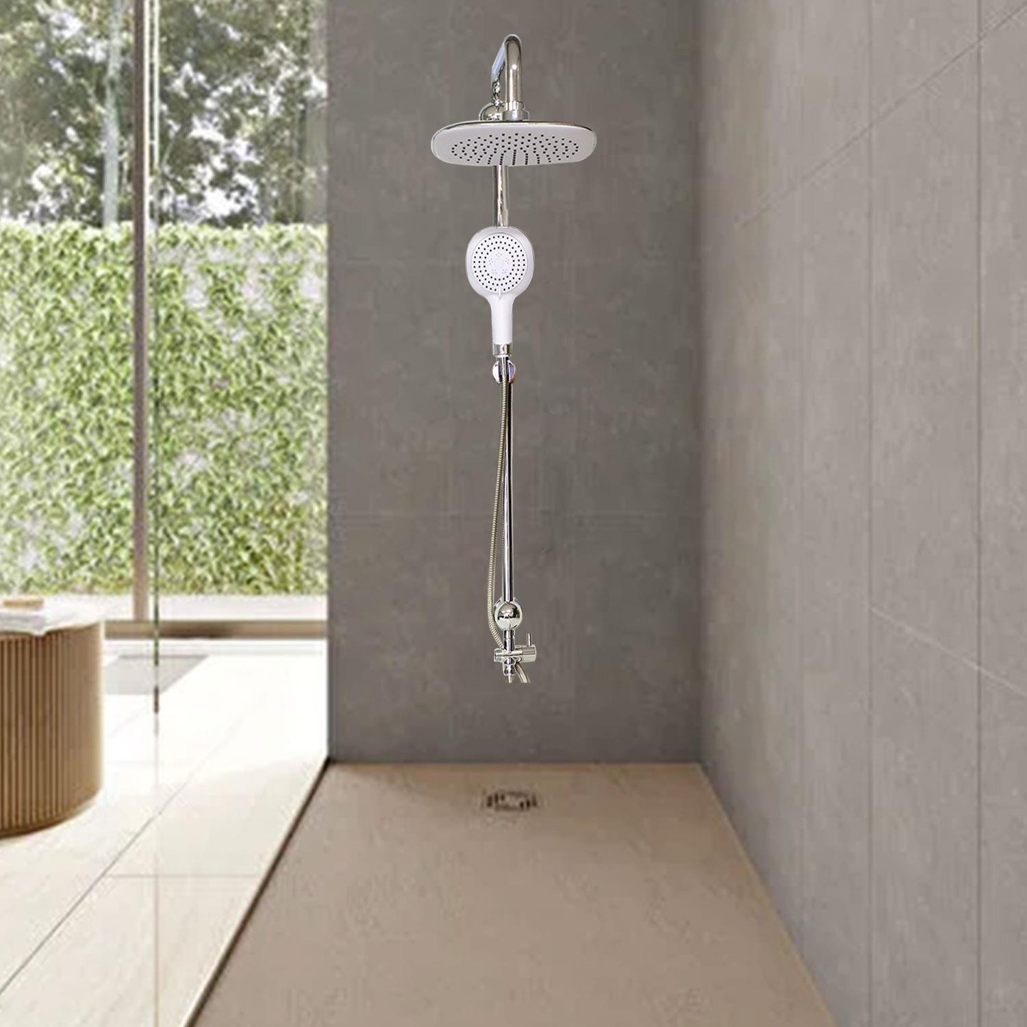 Robot Tepe Duş Seti Takımı Shower Yağmurlama Kare Banyo Masaj Duş Başlığı Sistemi Beyaz Krom