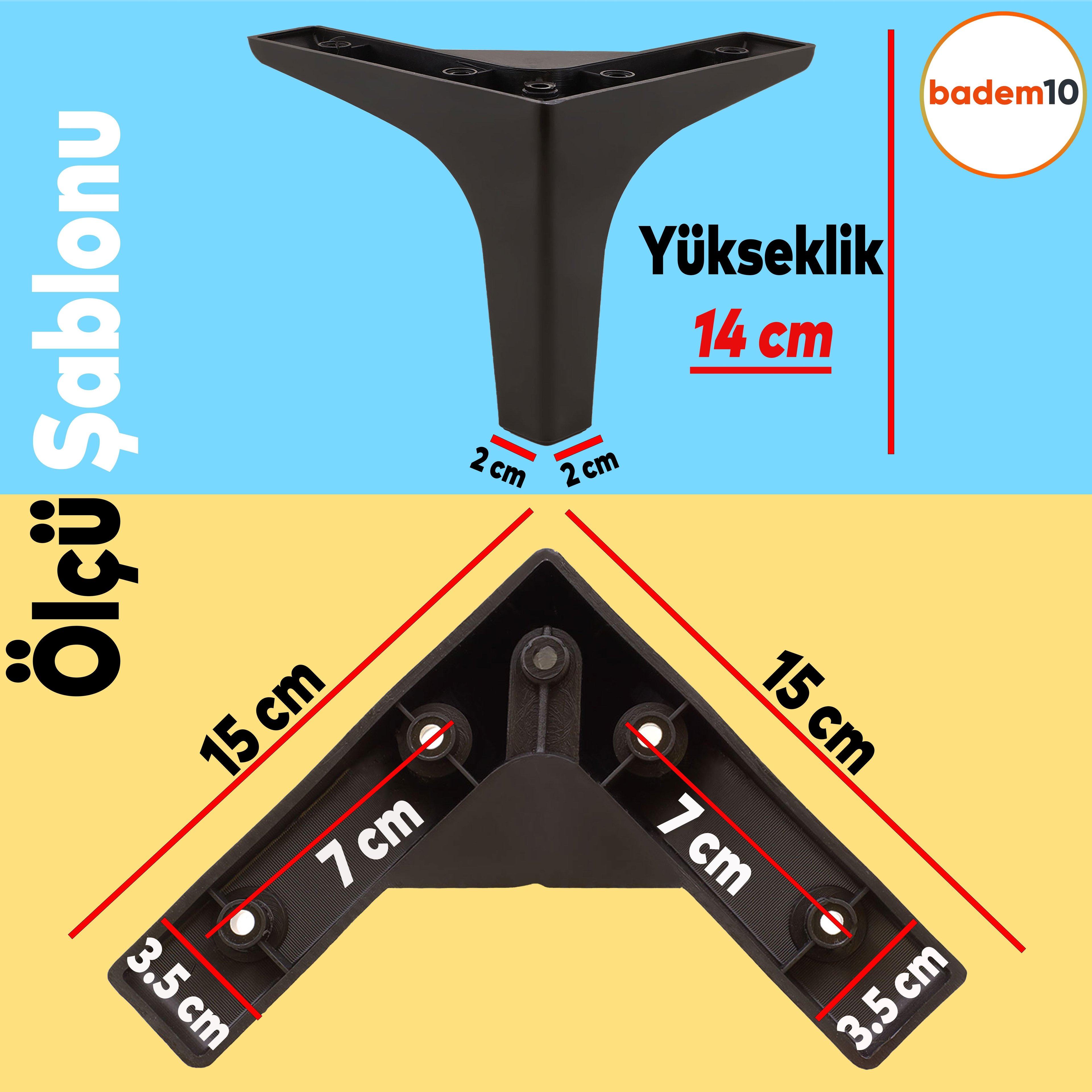 Sedef Lüks Mobilya Kanepe Sehpa Tv Ünitesi Koltuk Ayağı 14 Cm Siyah Baza Ayakları
