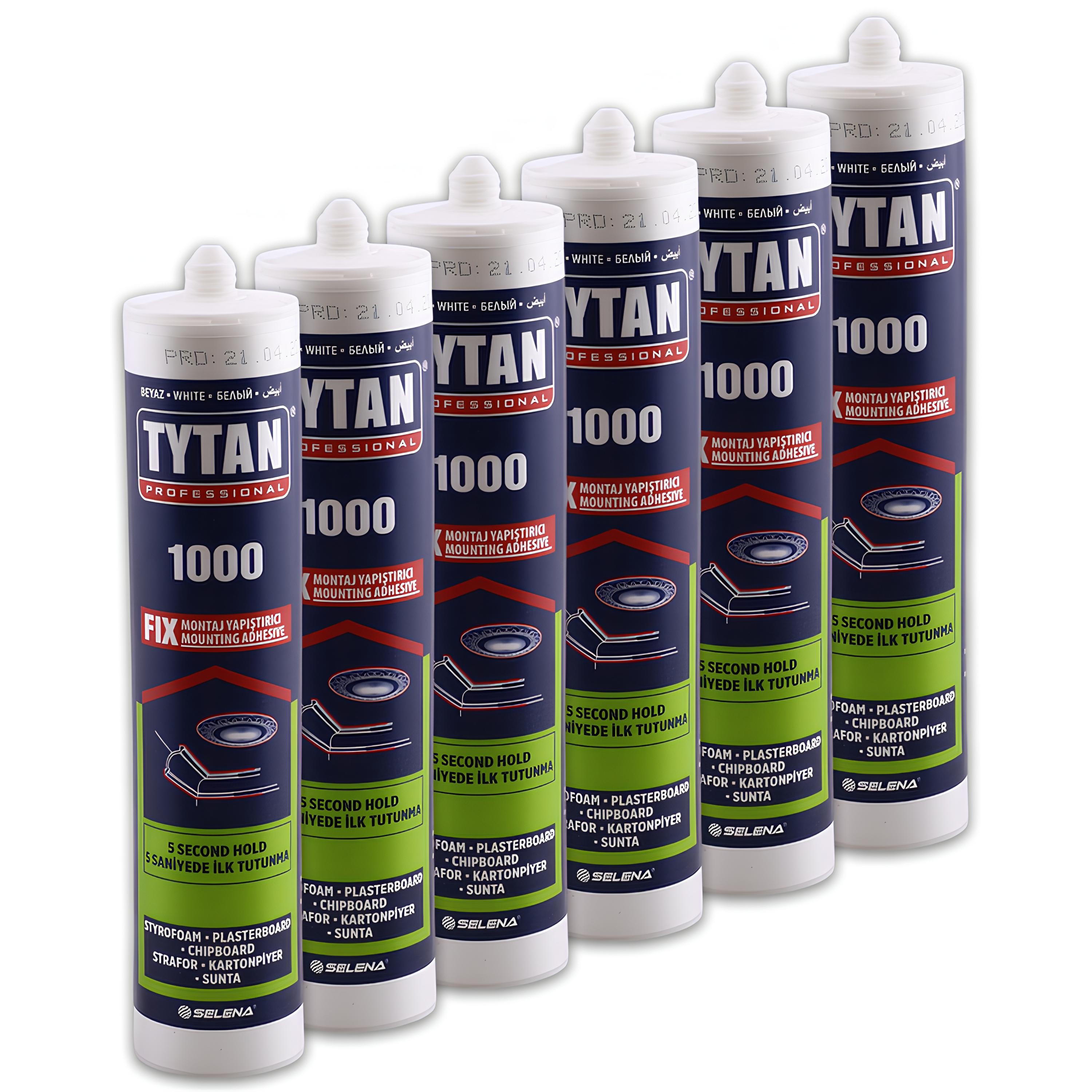 Tytan Fix Çok Amaçlı Güçlü Montaj Yapıştırıcı 6'lı 310 ml Beyaz Ahşap Beton Fayans Cam Mermer Yapış
