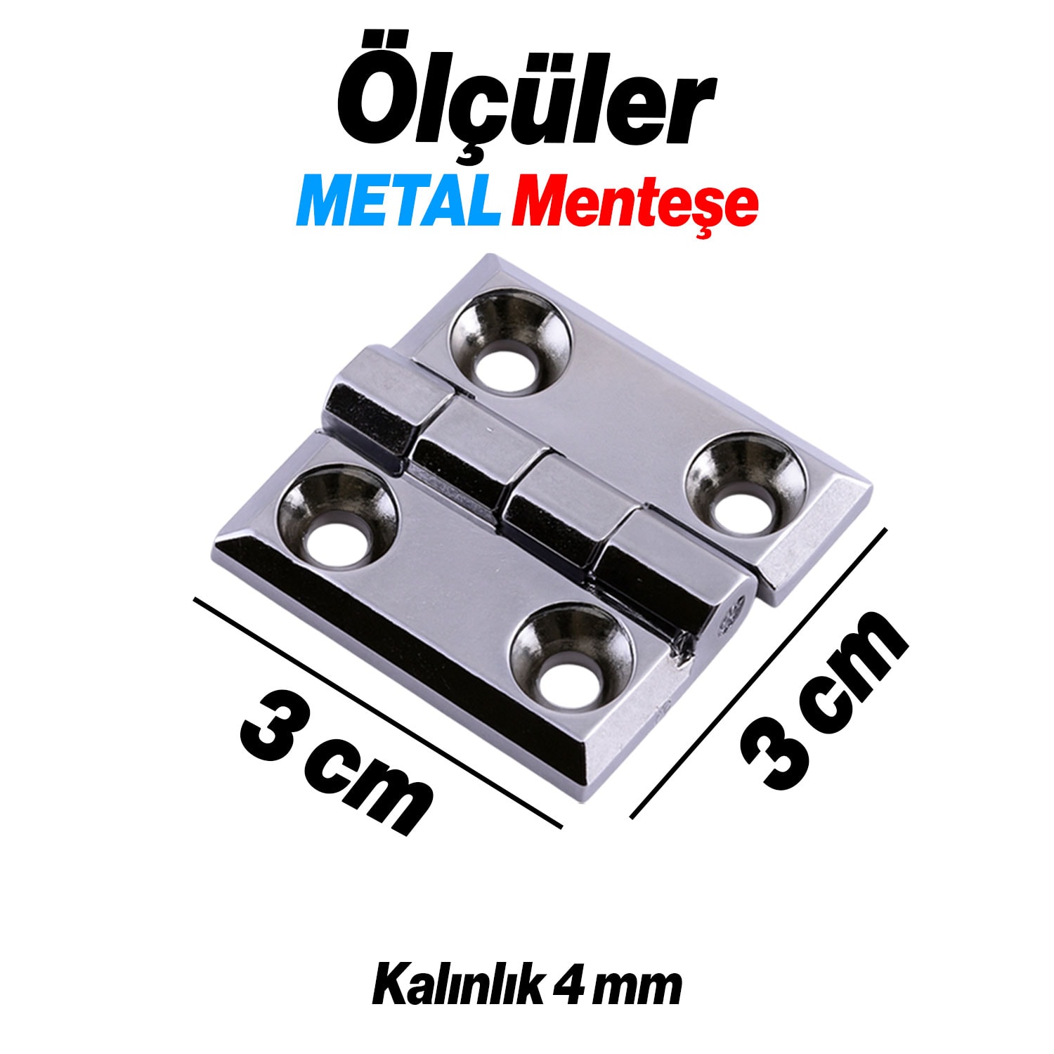 Yaprak Menteşe Metal 2 ADET 30x30 mm Gümüş Krom  Kapi Pencere Dolap Mobilya Kapak Menteşe Bağlantı