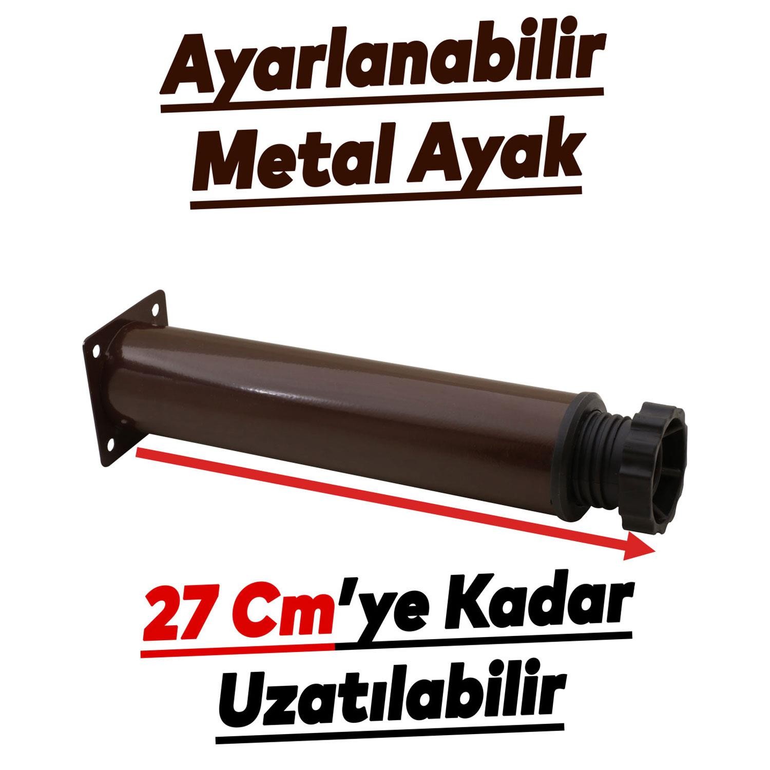 Ayarlanabilir Mobilya Kanepe Baza Koltuk Metal Destek Yükseltici Kahve Ayağı Ayakları 25 cm 4 Adet